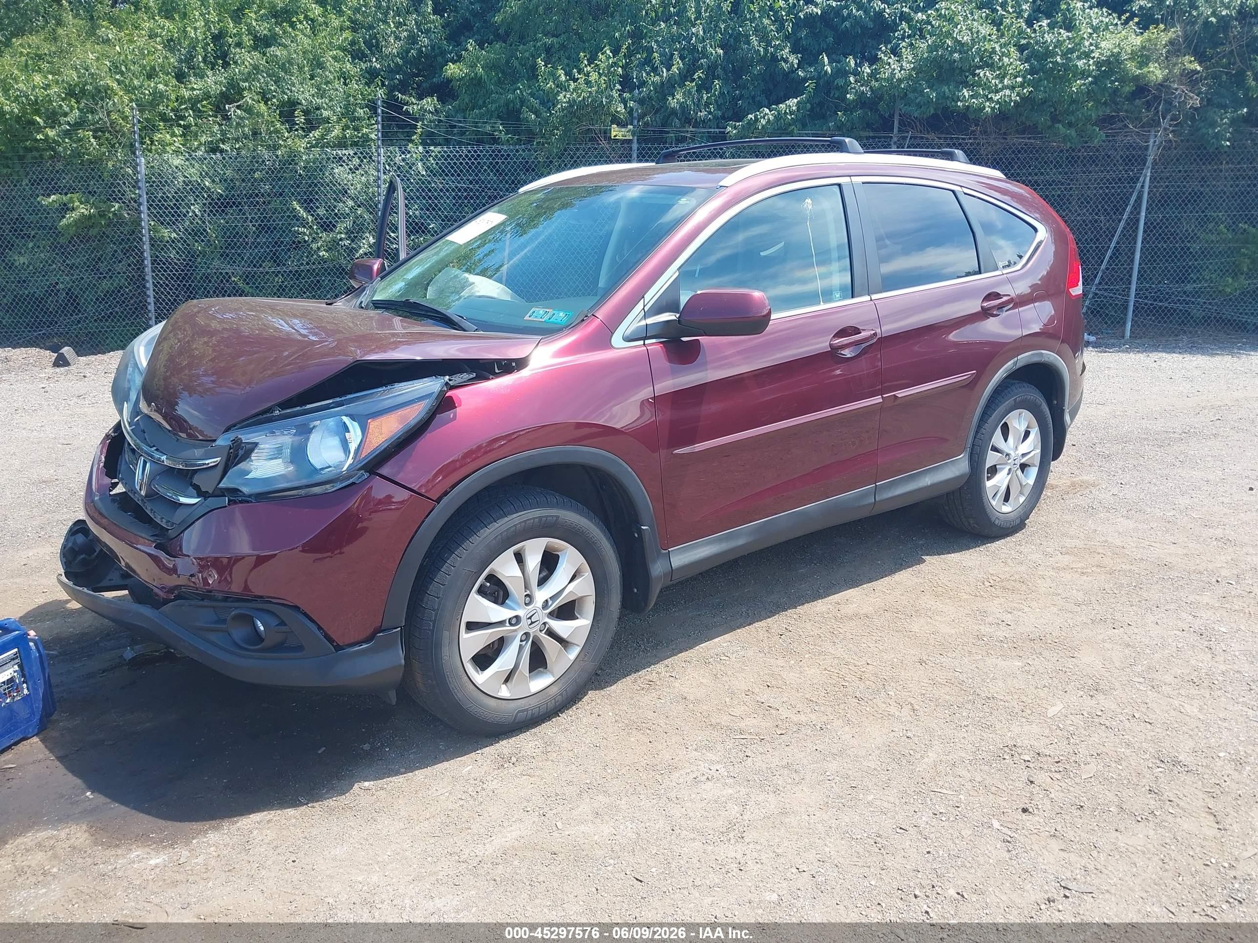 2012 Honda Cr-v Ex-l Burgundy vin: 5J6RM4H71CL038709