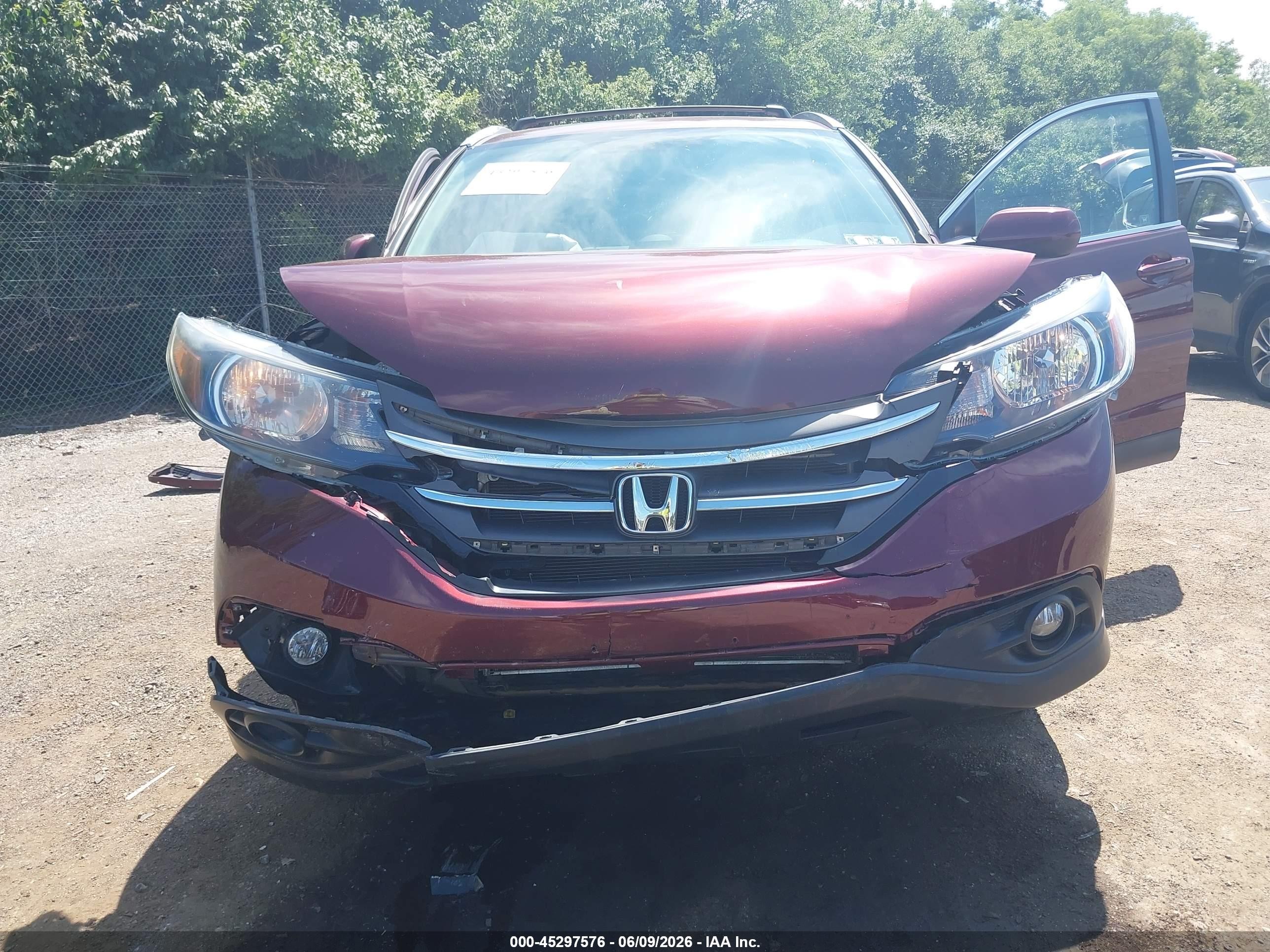2012 Honda Cr-v Ex-l Burgundy vin: 5J6RM4H71CL038709