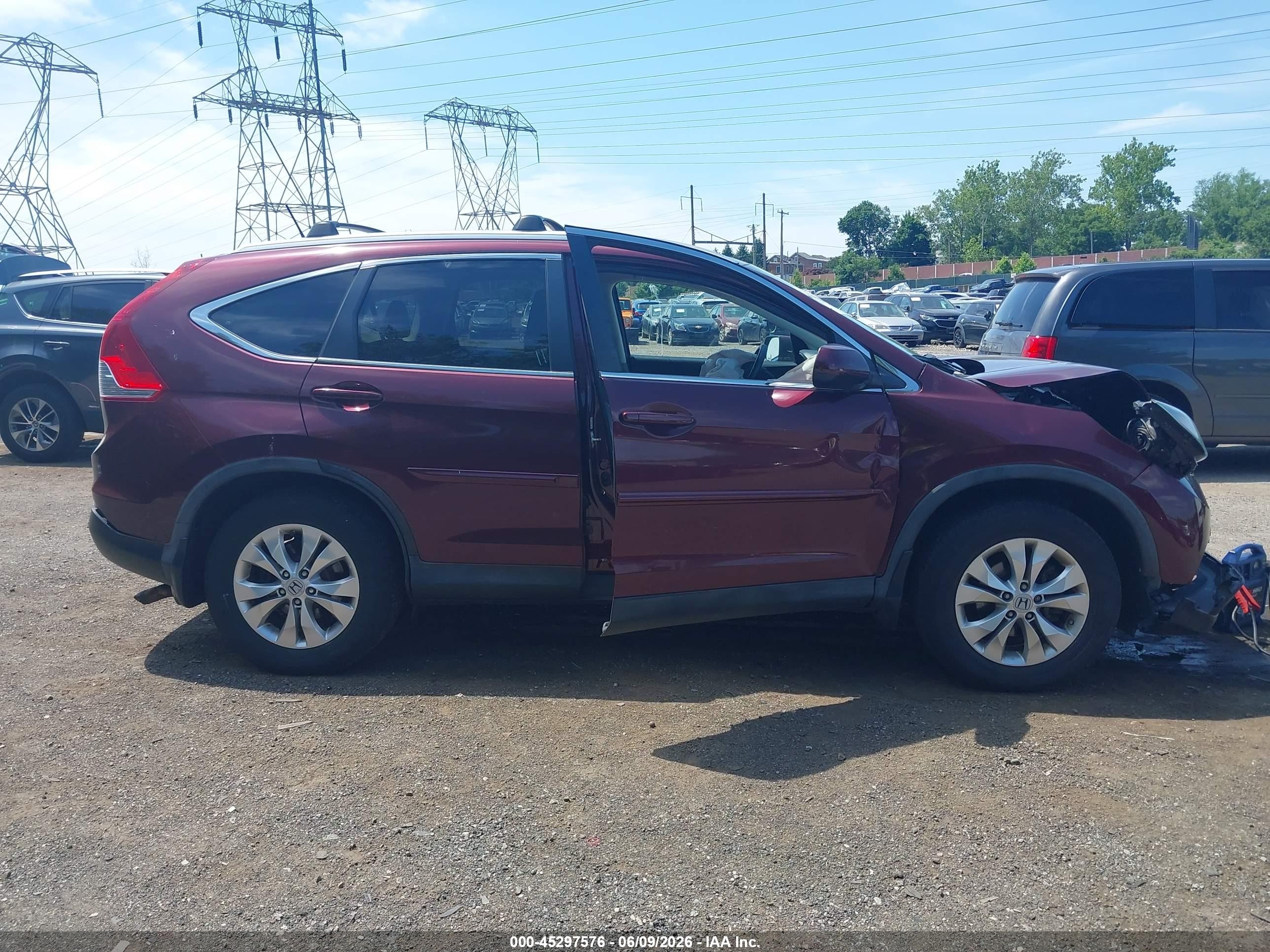 2012 Honda Cr-v Ex-l Burgundy vin: 5J6RM4H71CL038709