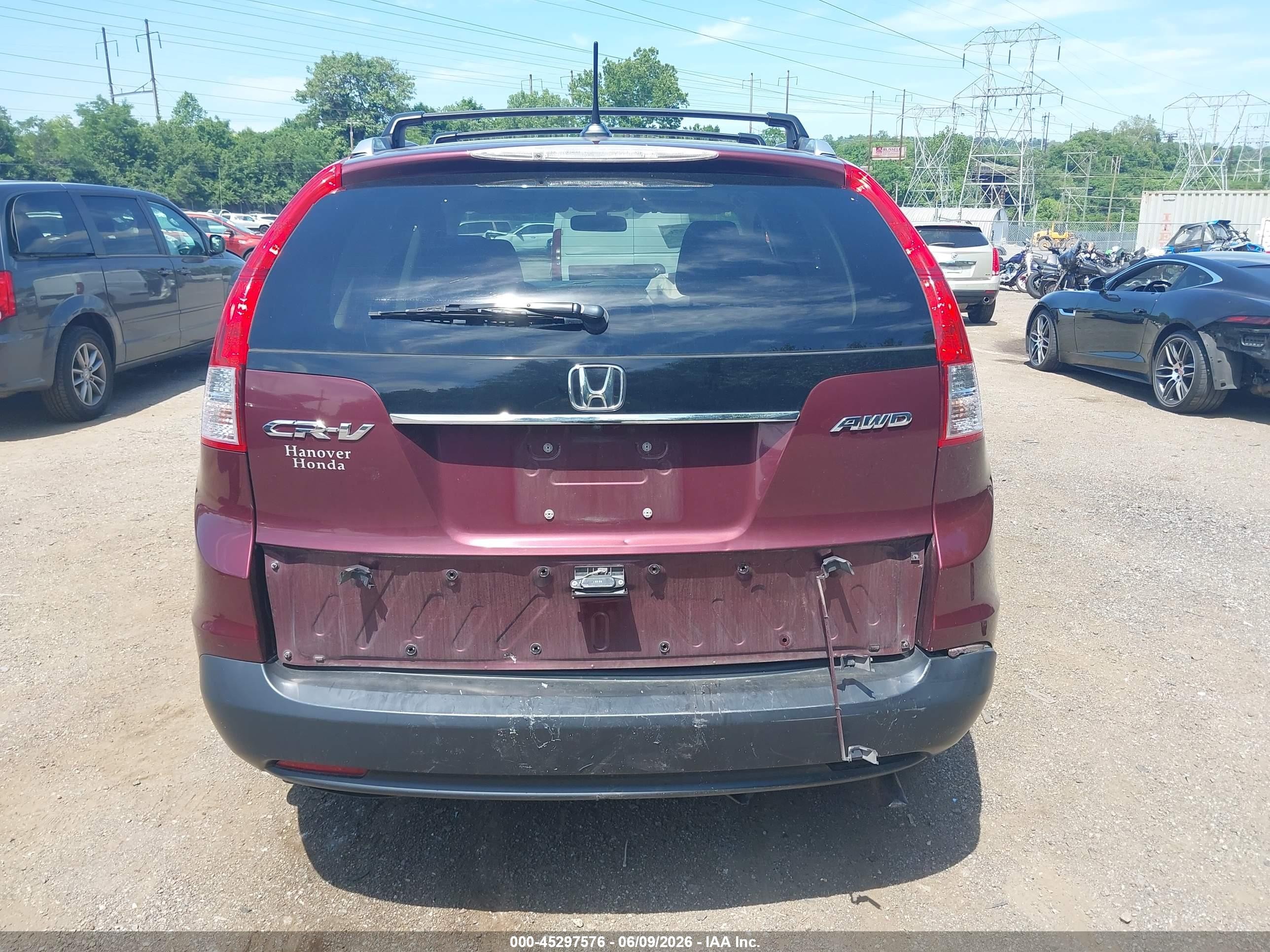 2012 Honda Cr-v Ex-l Burgundy vin: 5J6RM4H71CL038709