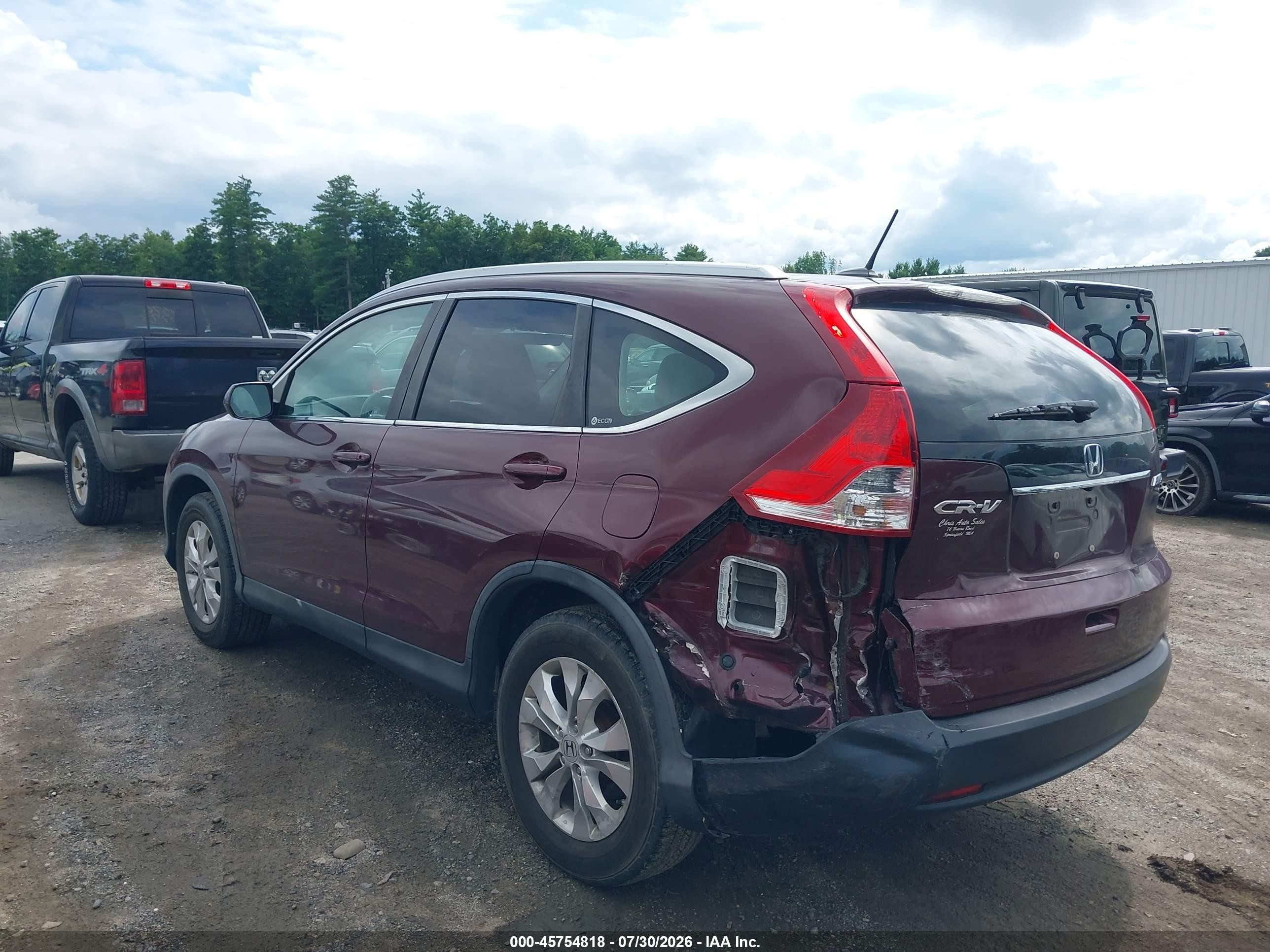 2012 Honda Cr-v Ex-l Burgundy vin: 5J6RM4H71CL078501