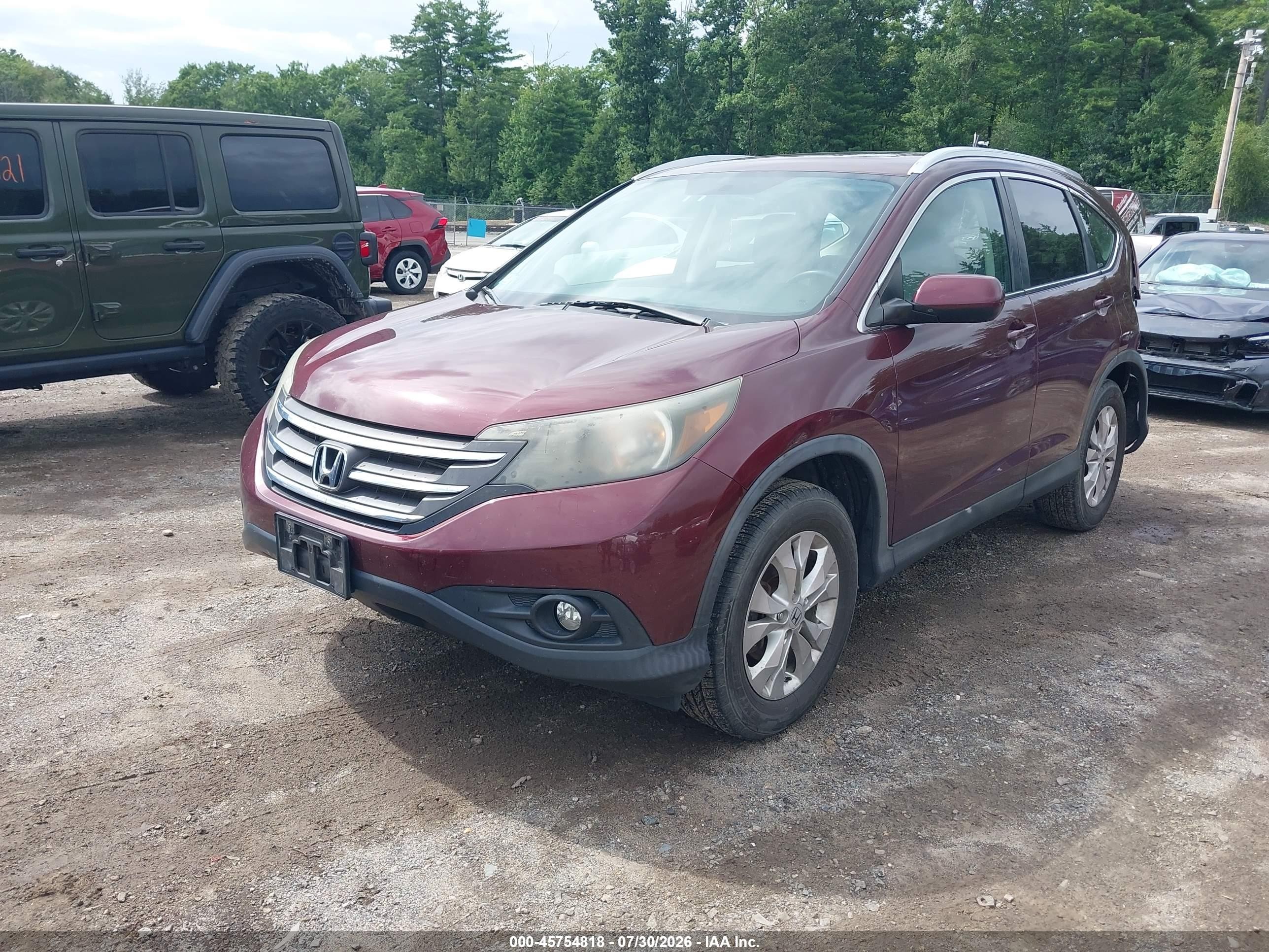 2012 Honda Cr-v Ex-l Burgundy vin: 5J6RM4H71CL078501