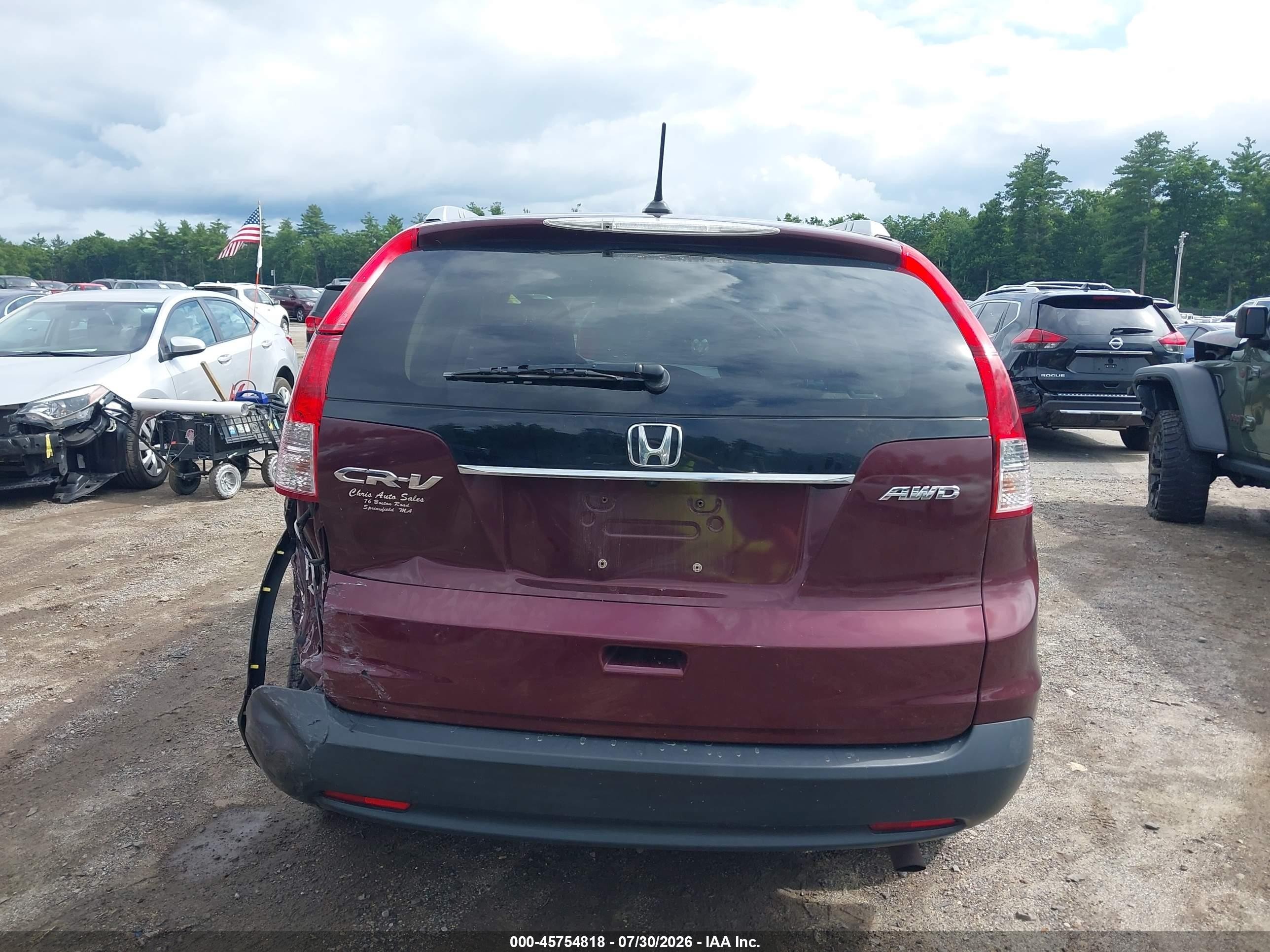 2012 Honda Cr-v Ex-l Burgundy vin: 5J6RM4H71CL078501