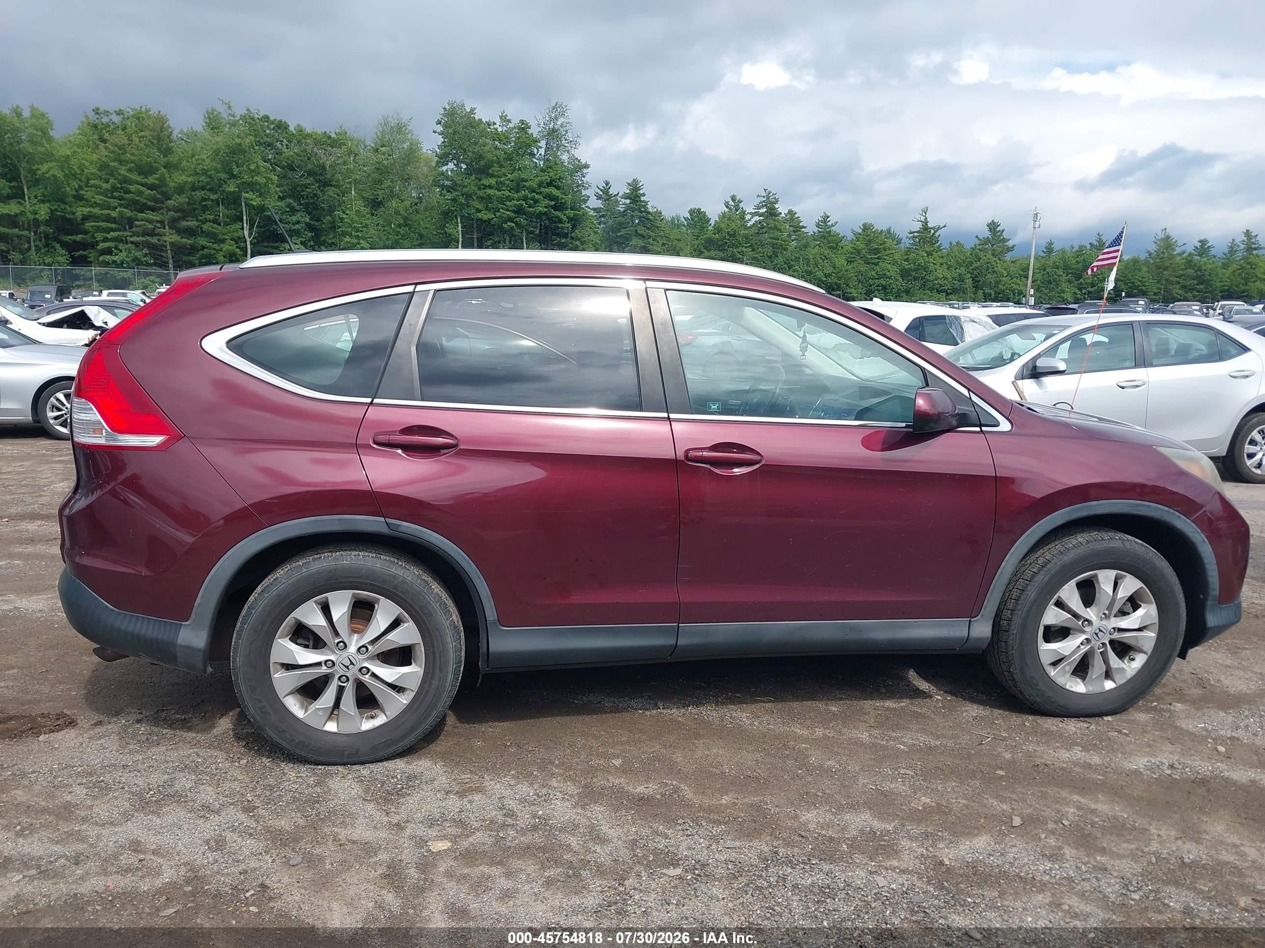 2012 Honda Cr-v Ex-l Burgundy vin: 5J6RM4H71CL078501