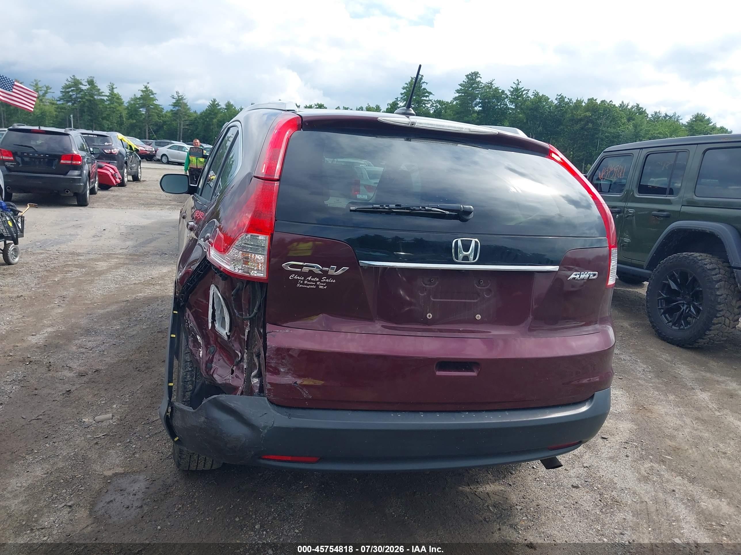 2012 Honda Cr-v Ex-l Burgundy vin: 5J6RM4H71CL078501