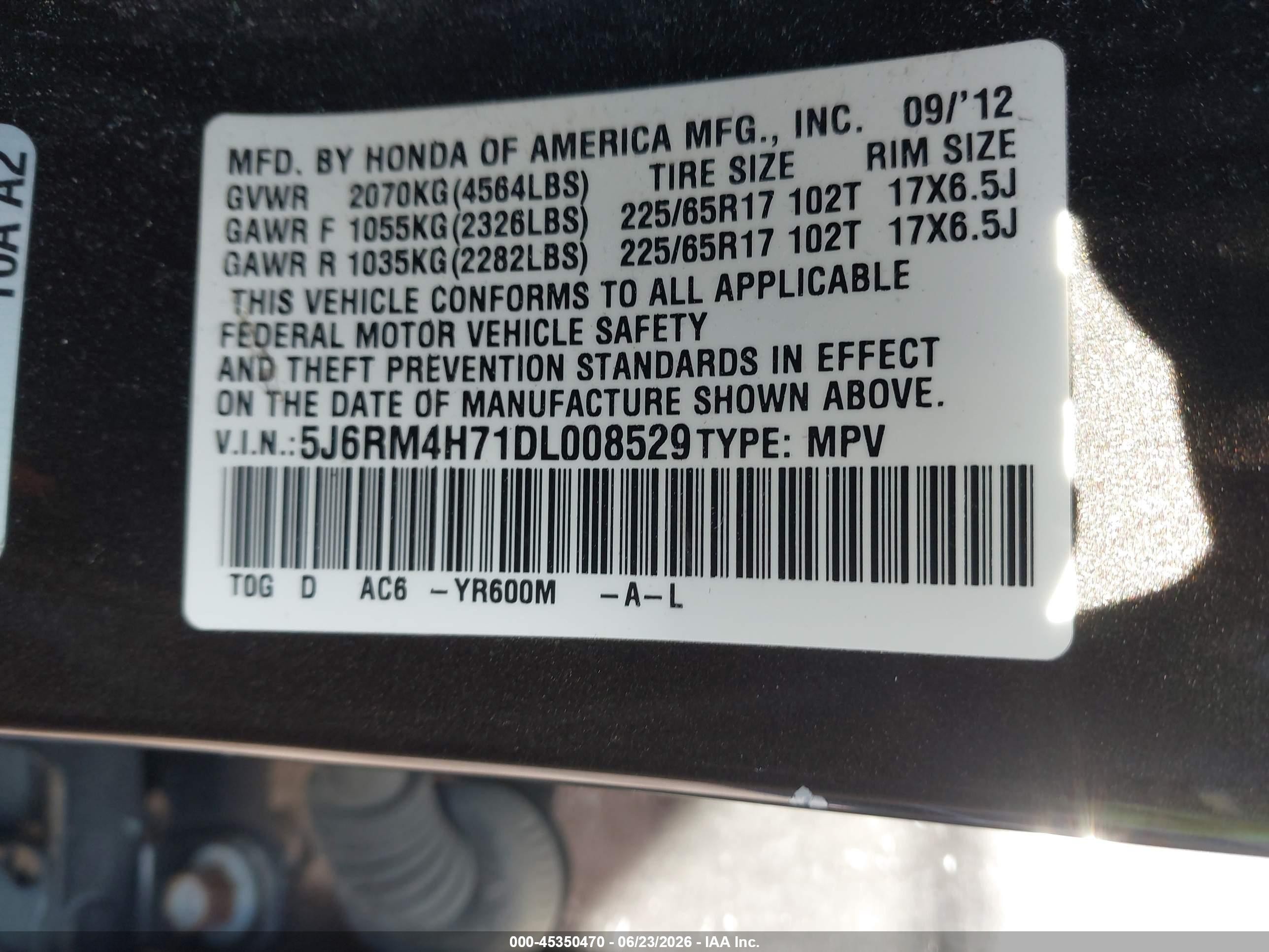 2013 Honda Cr-v Ex-l Brown vin: 5J6RM4H71DL008529