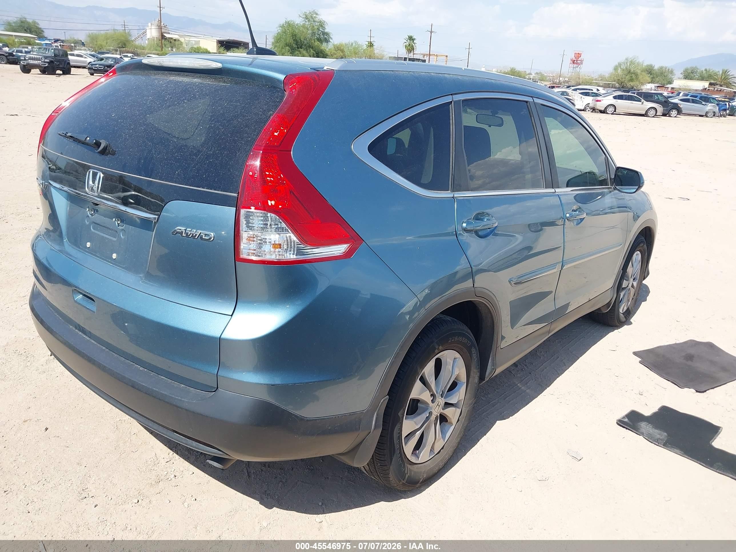 2013 Honda Cr-v Ex-l Blue vin: 5J6RM4H71DL037951