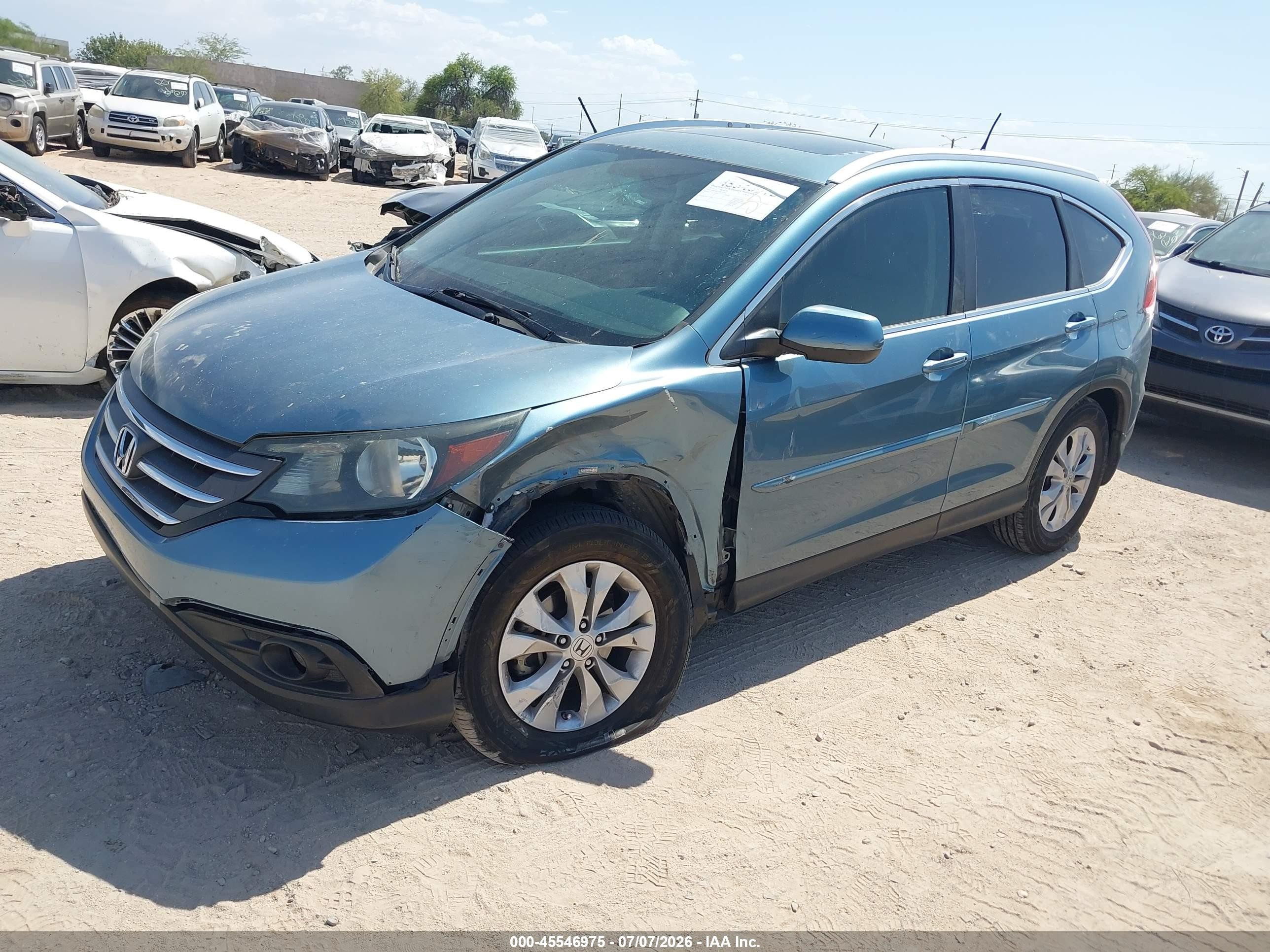 2013 Honda Cr-v Ex-l Blue vin: 5J6RM4H71DL037951