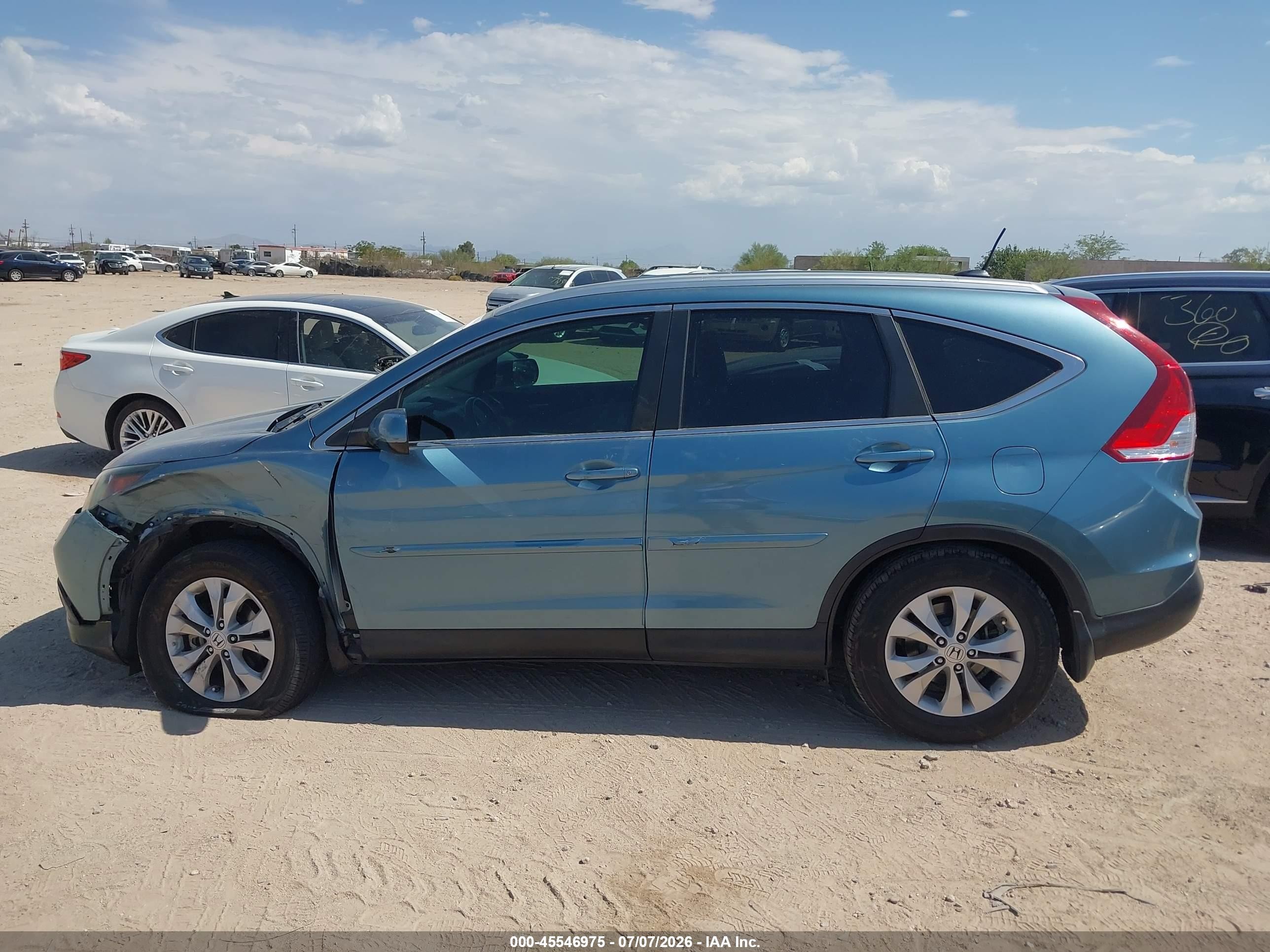 2013 Honda Cr-v Ex-l Blue vin: 5J6RM4H71DL037951