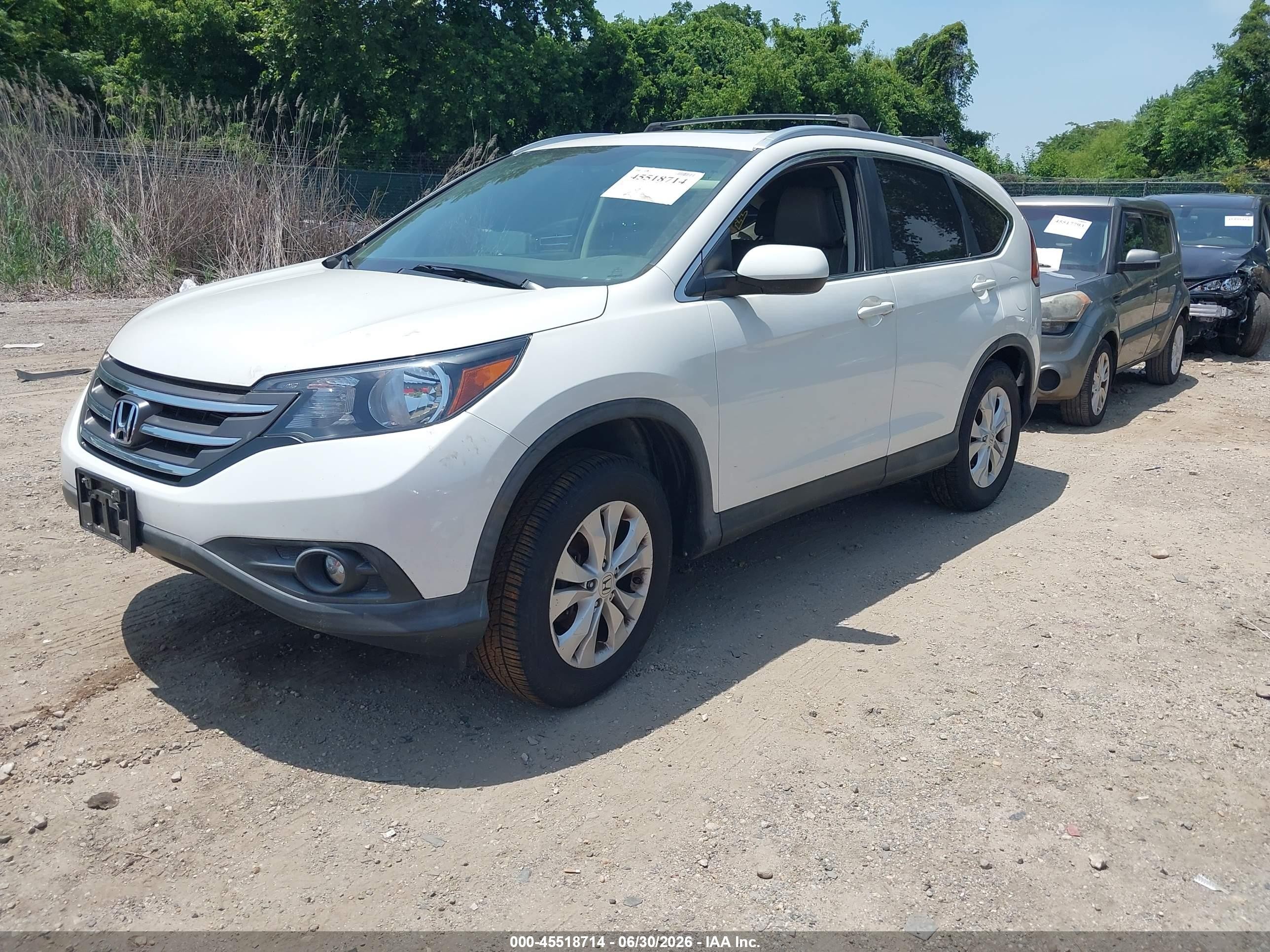 2013 Honda Cr-v Ex-l White vin: 5J6RM4H71DL056290