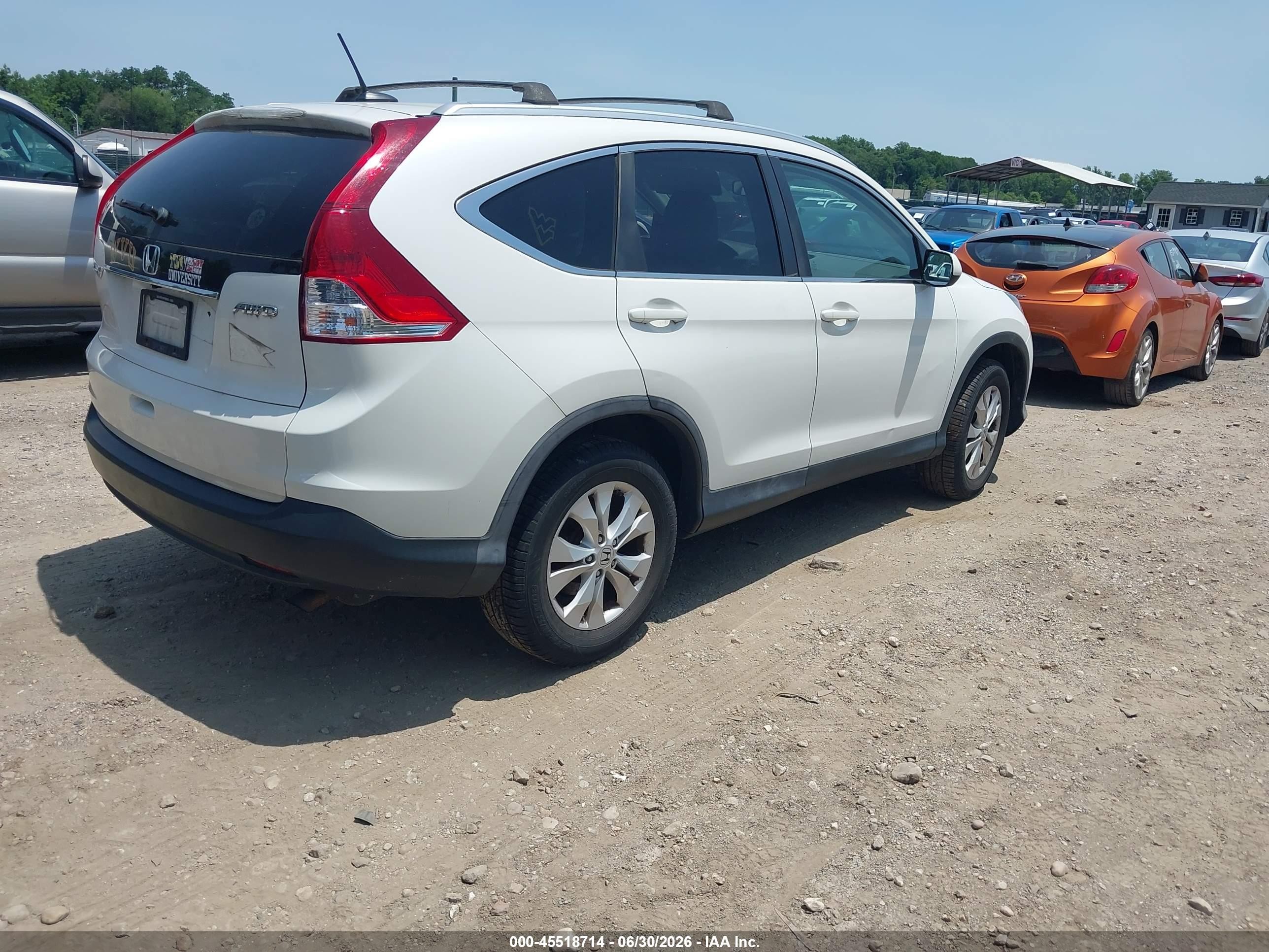 2013 Honda Cr-v Ex-l White vin: 5J6RM4H71DL056290