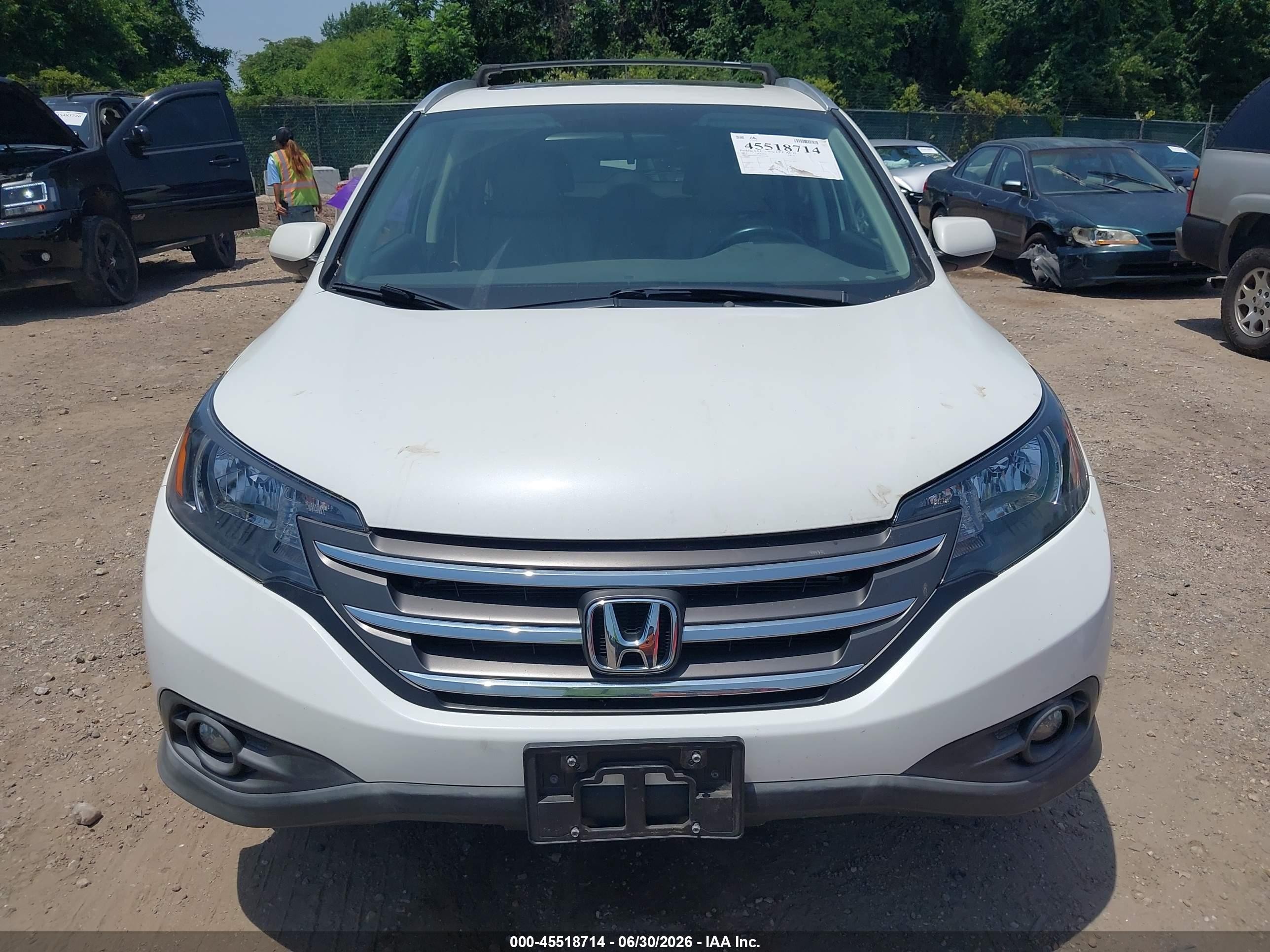 2013 Honda Cr-v Ex-l White vin: 5J6RM4H71DL056290
