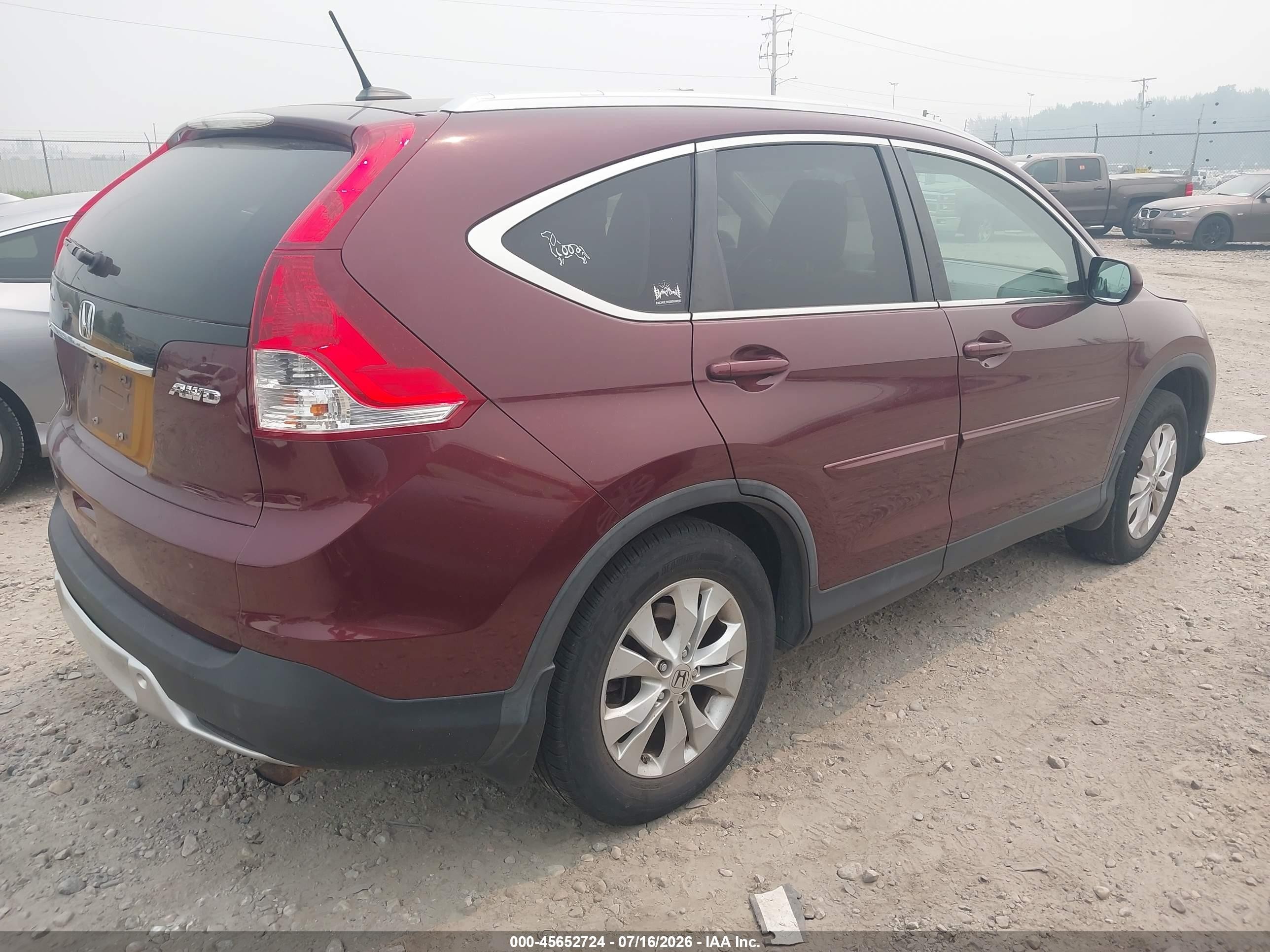 2013 Honda Cr-v Ex-l Maroon vin: 5J6RM4H71DL057102