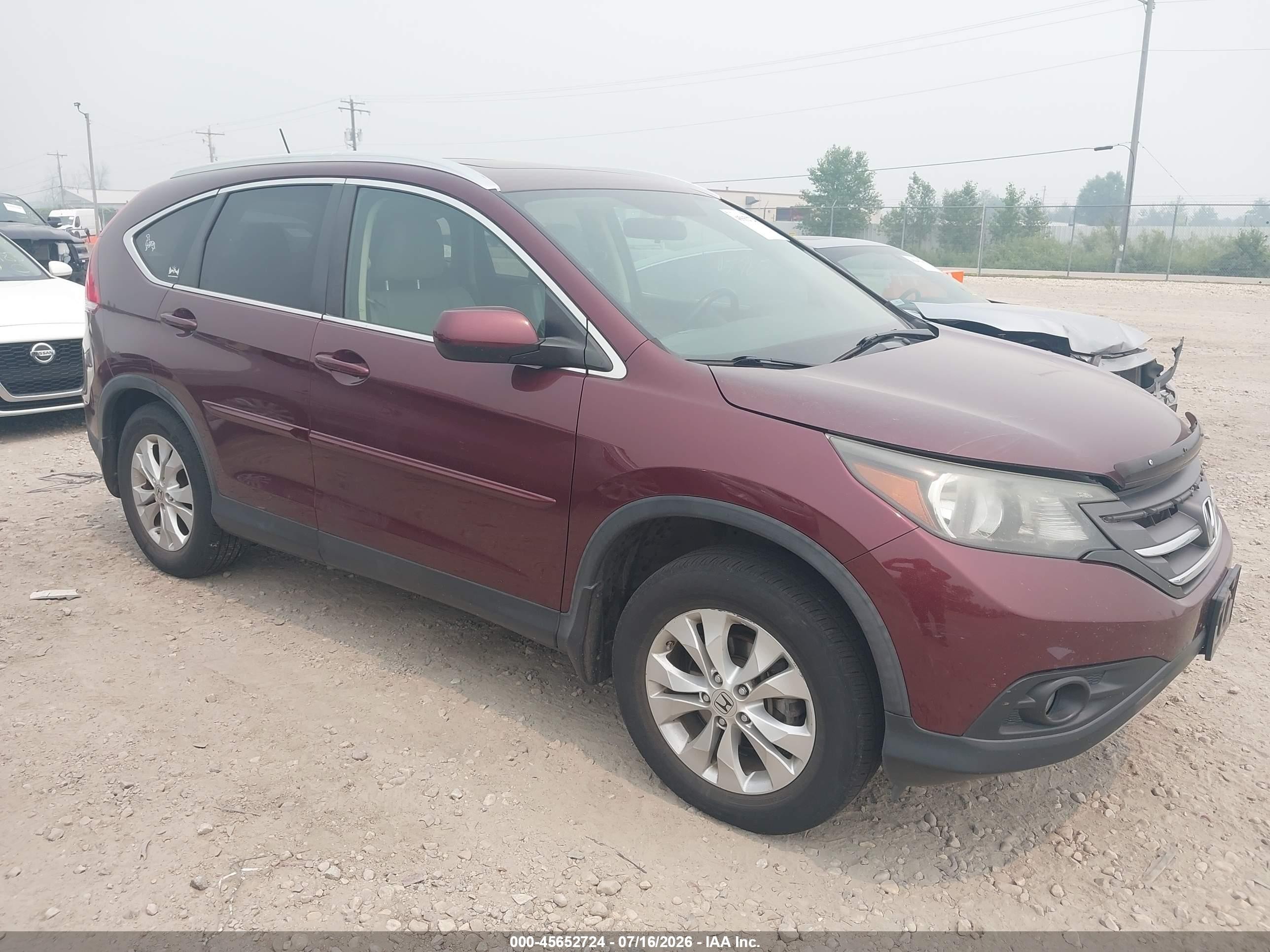 2013 Honda Cr-v Ex-l Maroon vin: 5J6RM4H71DL057102