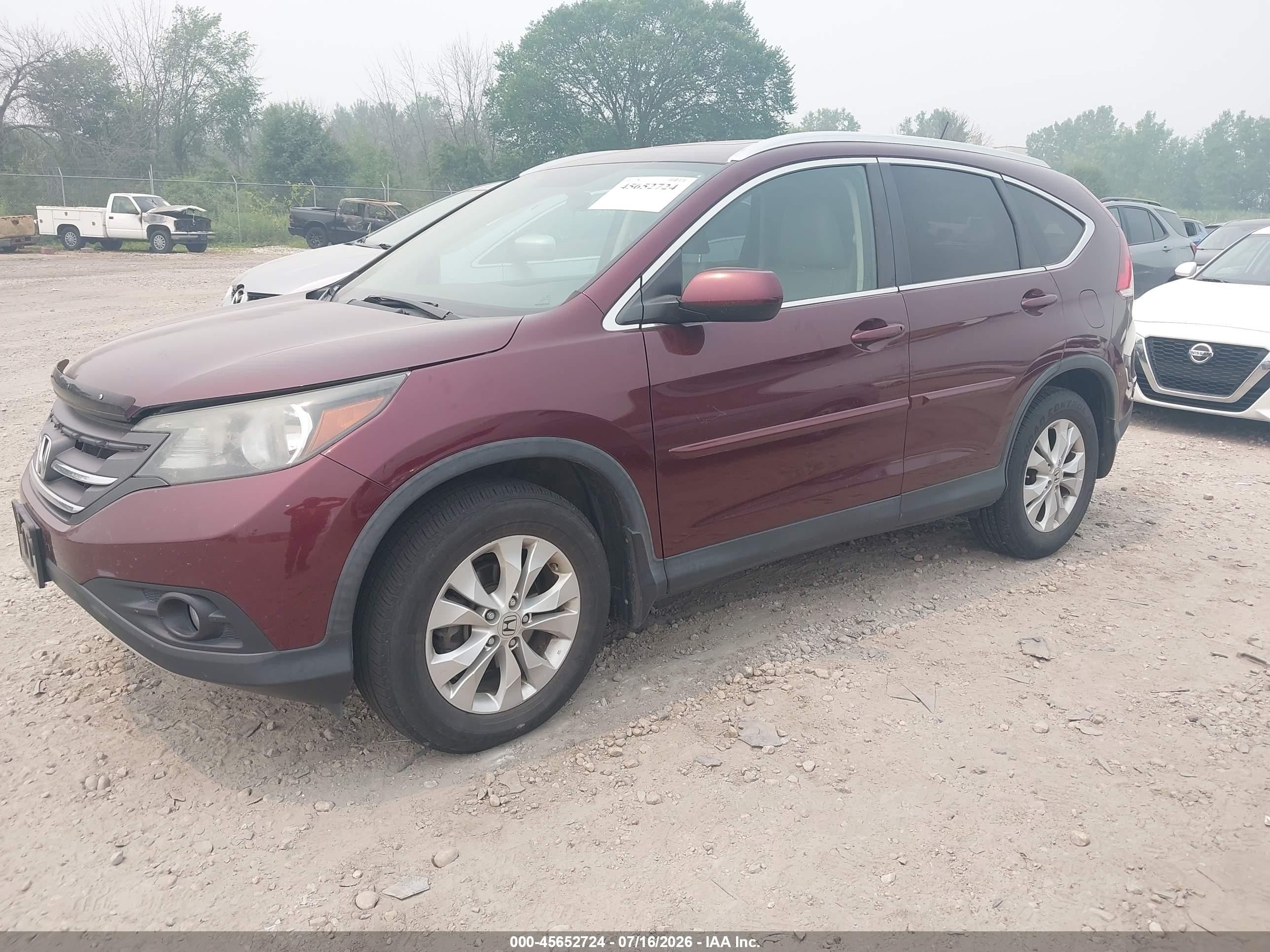 2013 Honda Cr-v Ex-l Maroon vin: 5J6RM4H71DL057102