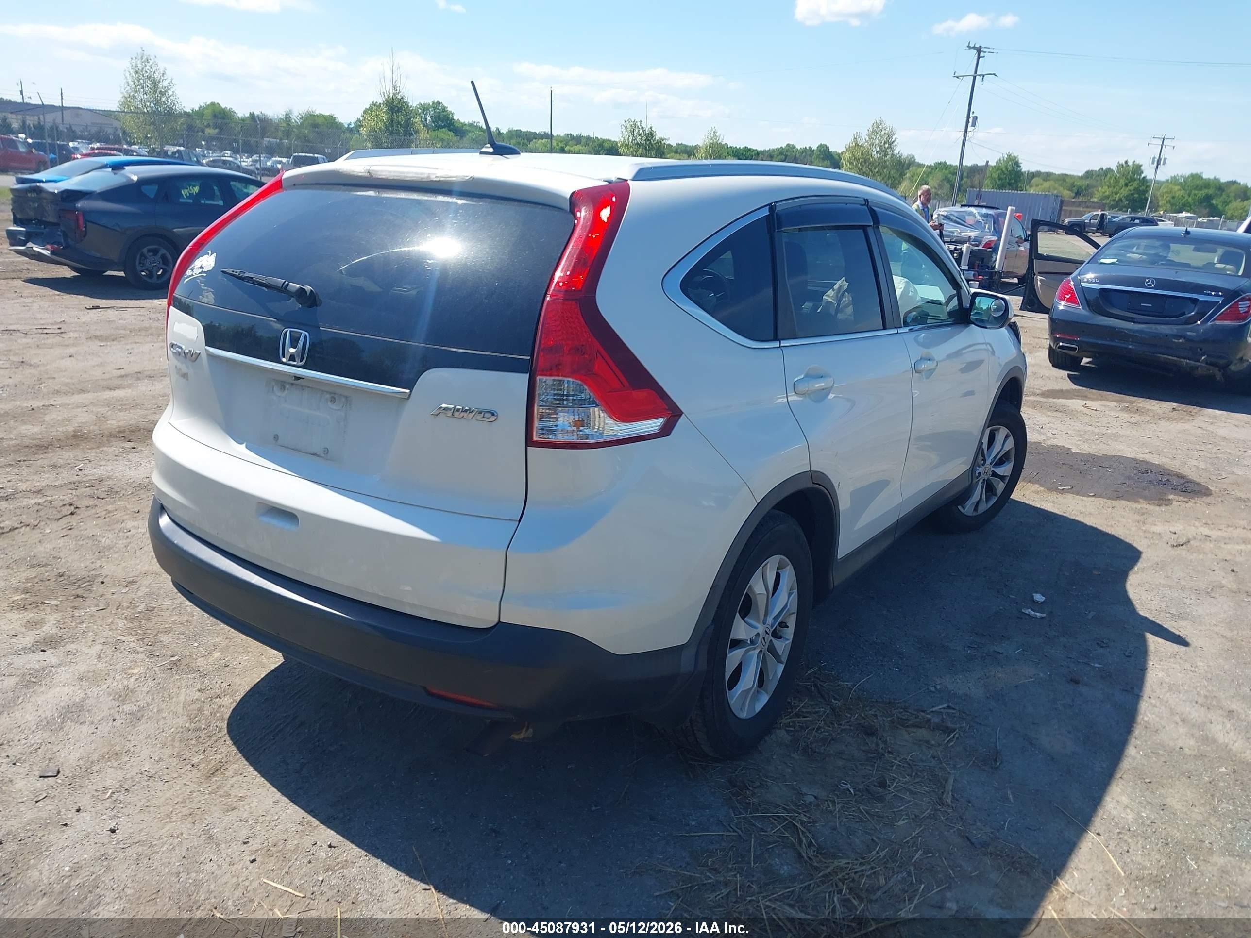 2013 Honda Cr-v Ex-l White vin: 5J6RM4H71DL087569