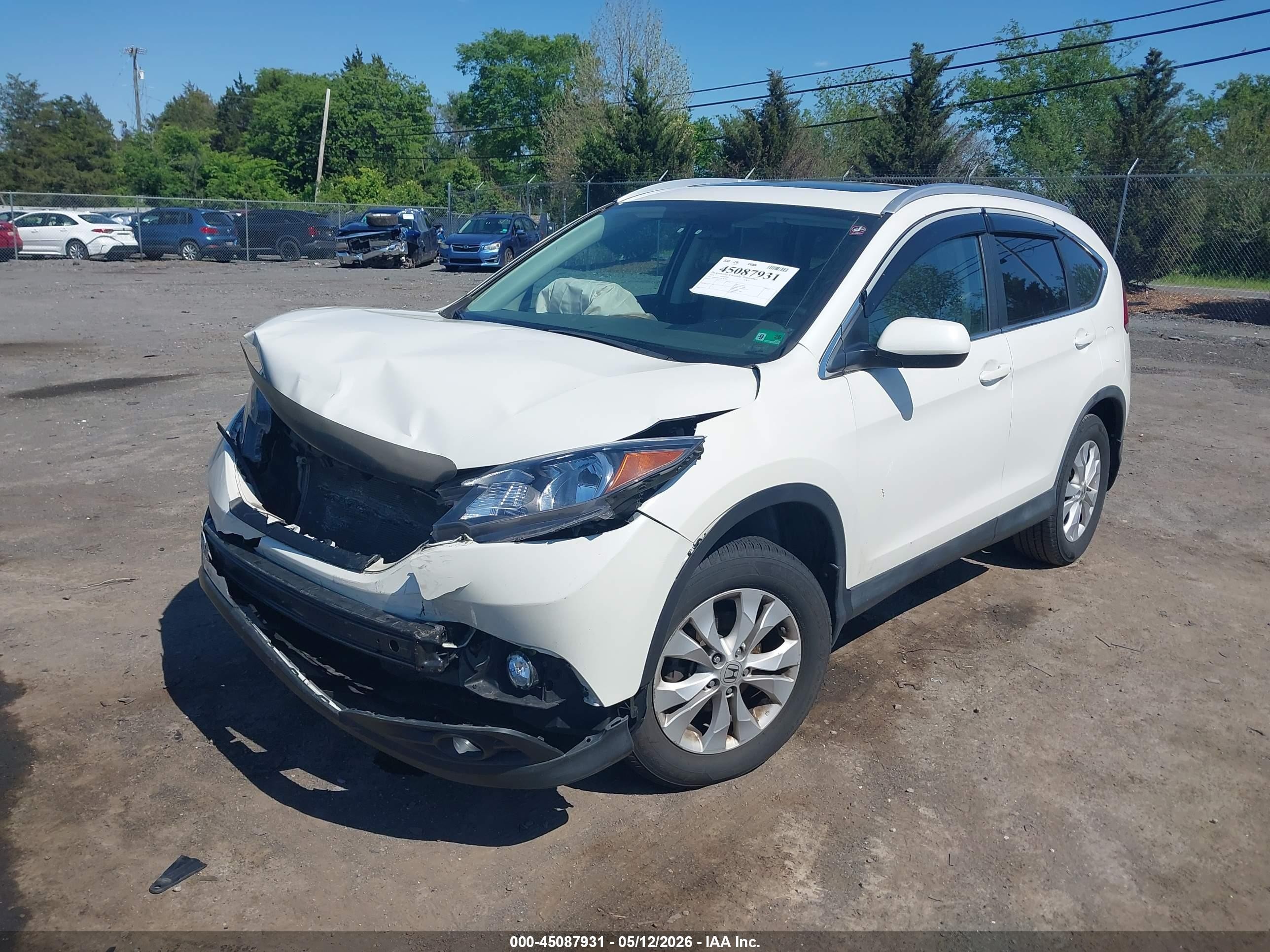 2013 Honda Cr-v Ex-l White vin: 5J6RM4H71DL087569