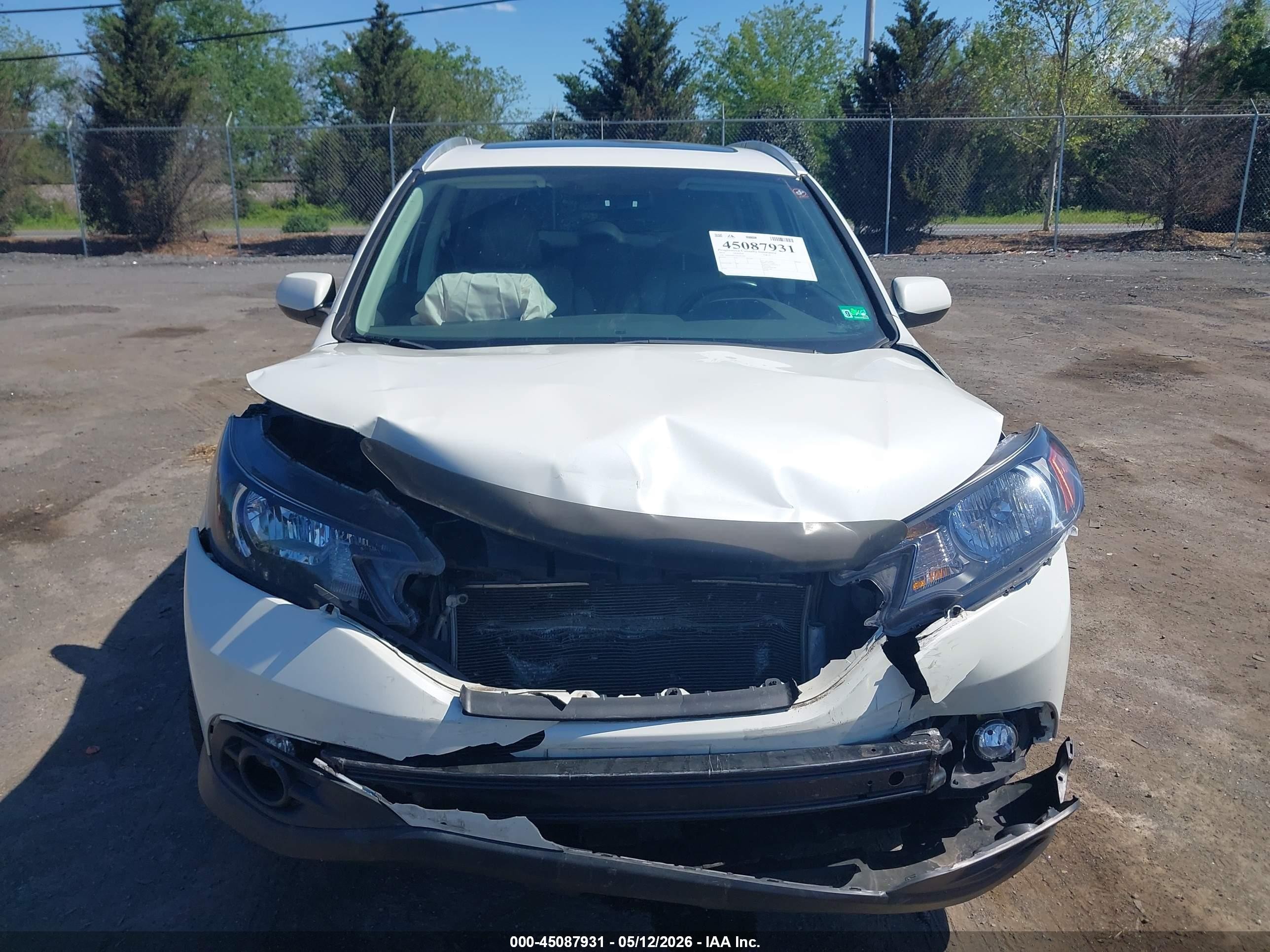 2013 Honda Cr-v Ex-l White vin: 5J6RM4H71DL087569