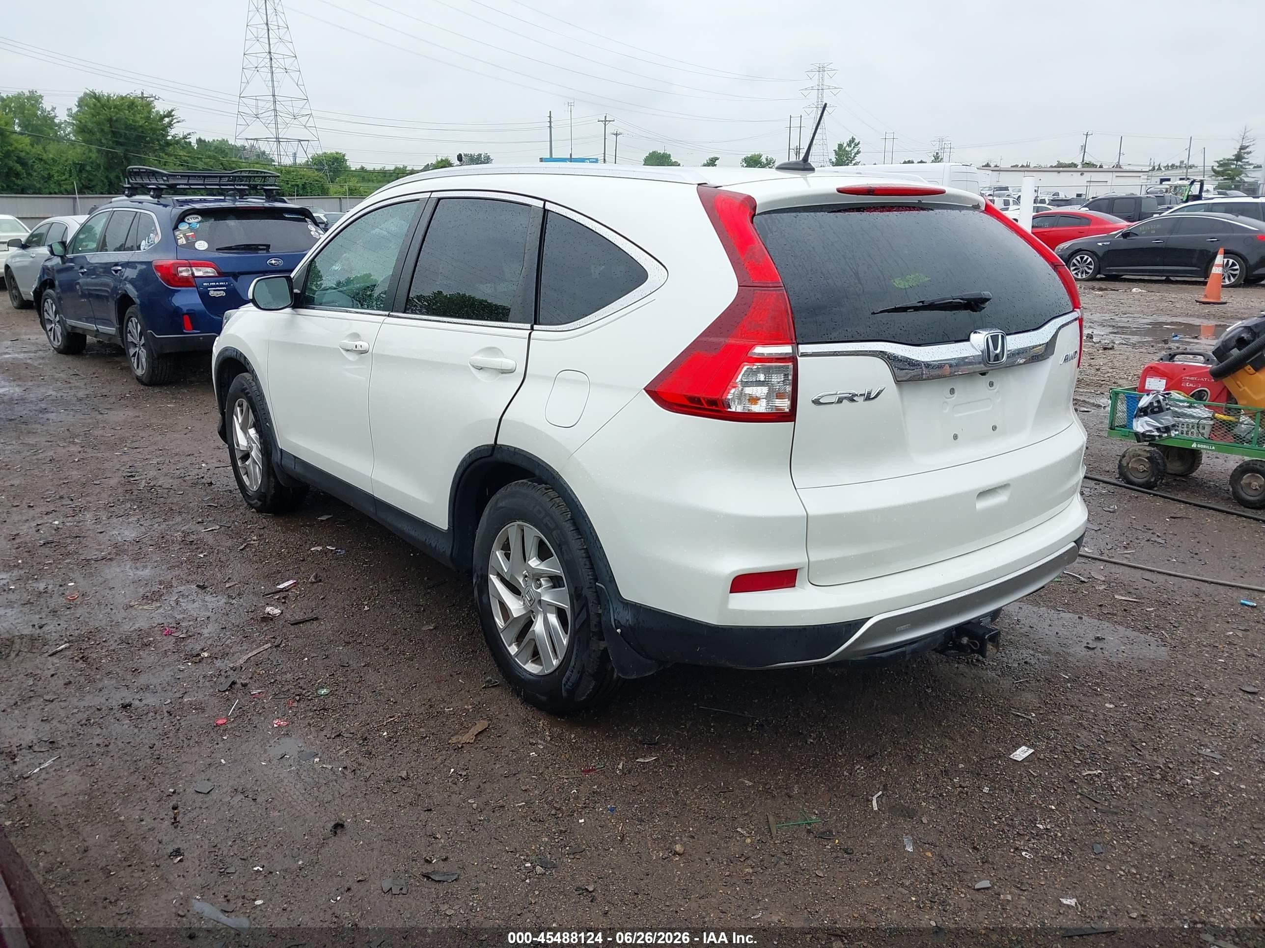 2015 Honda Cr-v Ex-l White vin: 5J6RM4H71FL012390