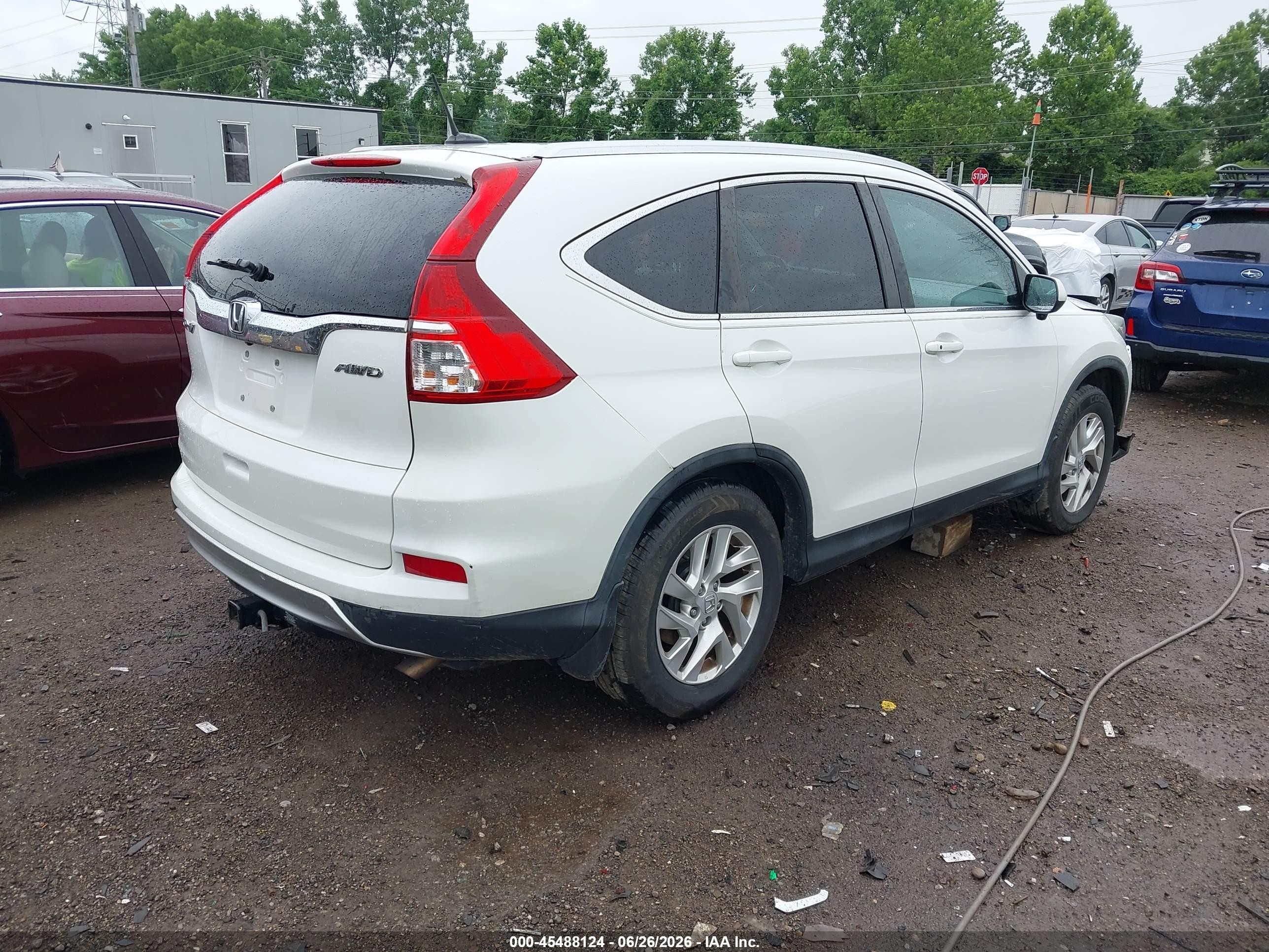 2015 Honda Cr-v Ex-l White vin: 5J6RM4H71FL012390