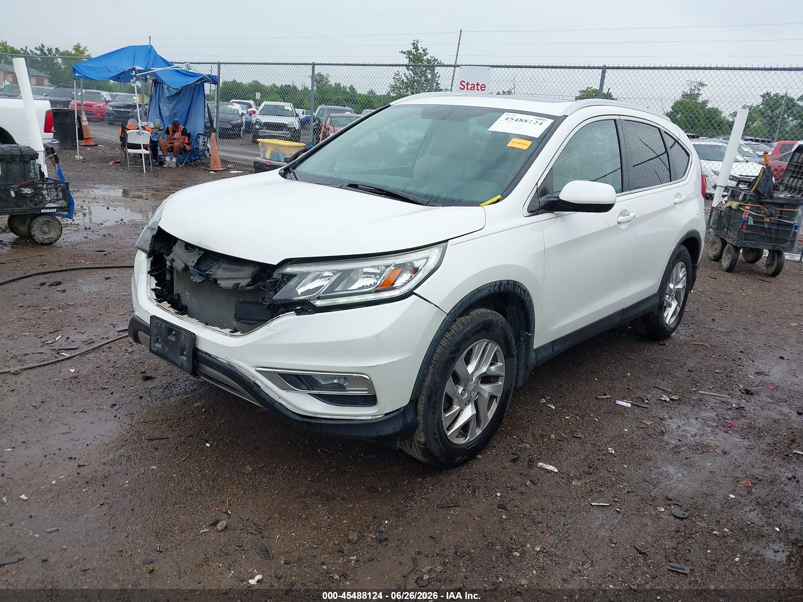 2015 Honda Cr-v Ex-l White vin: 5J6RM4H71FL012390