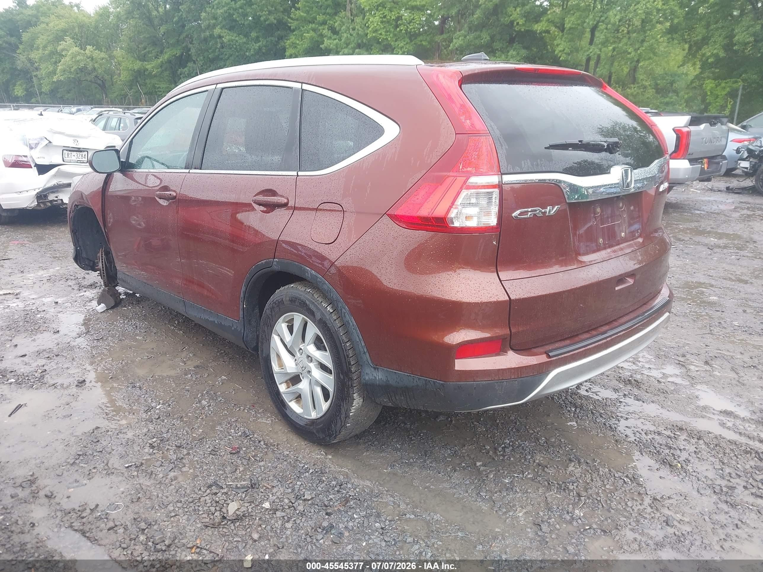 2015 Honda Cr-v Ex-l Maroon vin: 5J6RM4H71FL114854