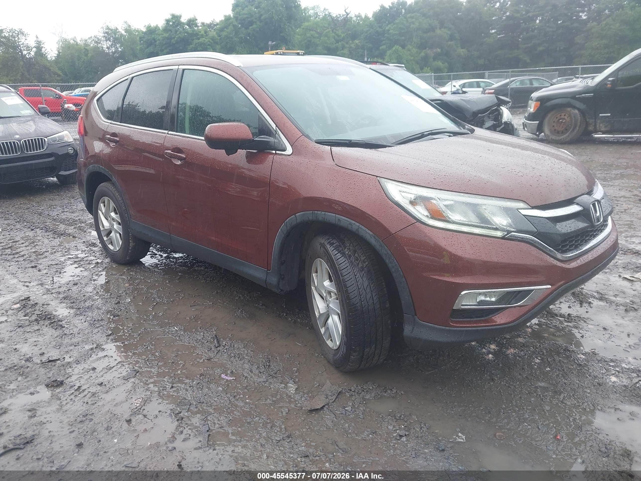 2015 Honda Cr-v Ex-l Maroon vin: 5J6RM4H71FL114854