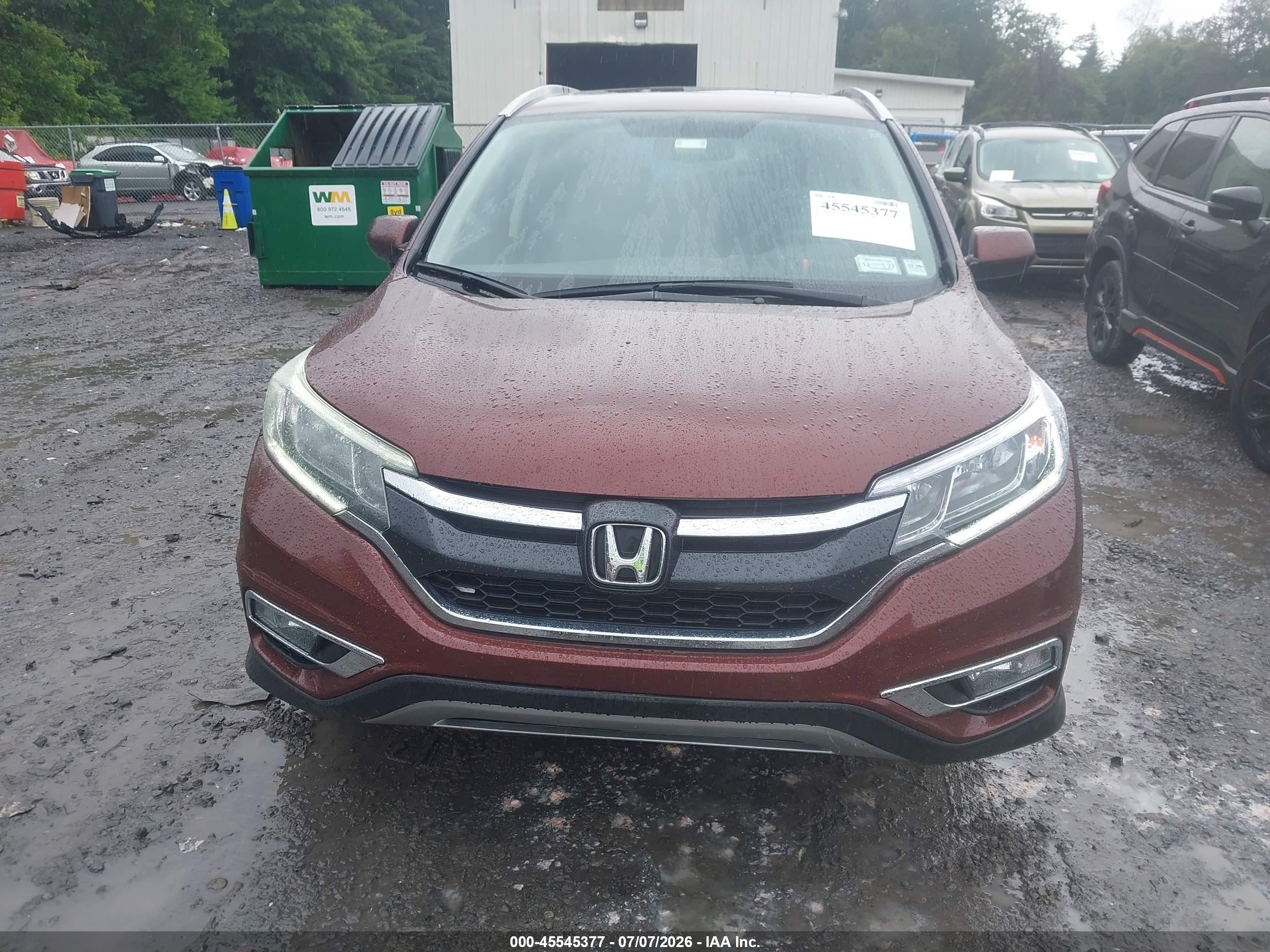 2015 Honda Cr-v Ex-l Maroon vin: 5J6RM4H71FL114854