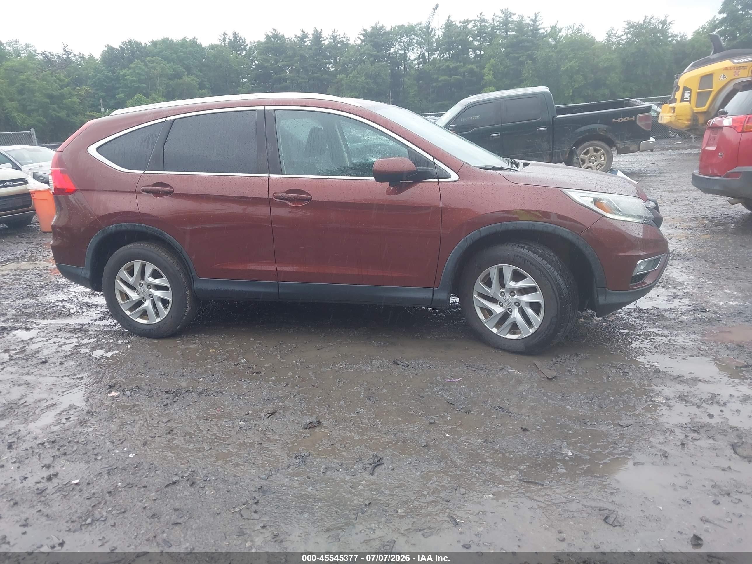 2015 Honda Cr-v Ex-l Maroon vin: 5J6RM4H71FL114854