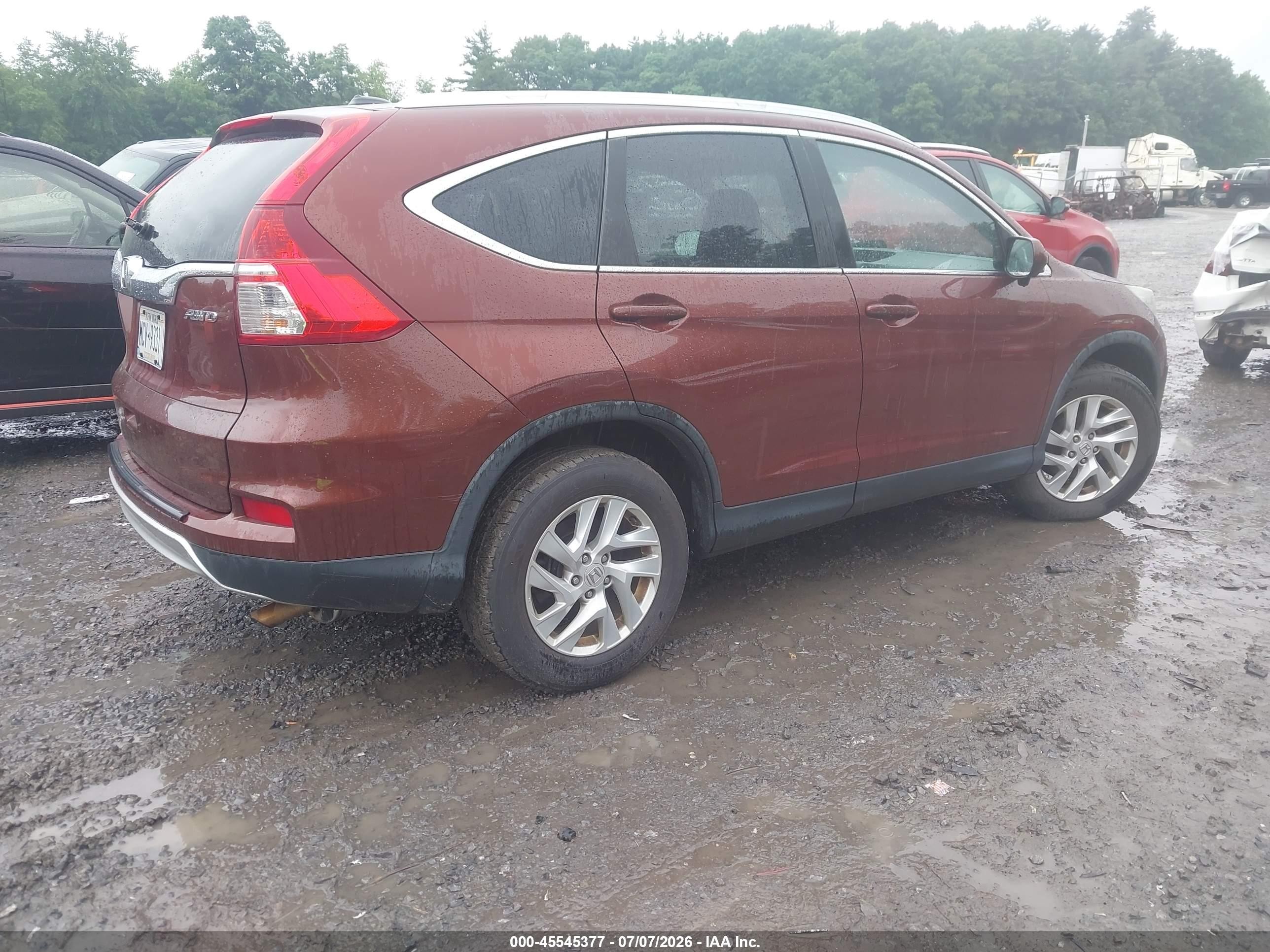 2015 Honda Cr-v Ex-l Maroon vin: 5J6RM4H71FL114854