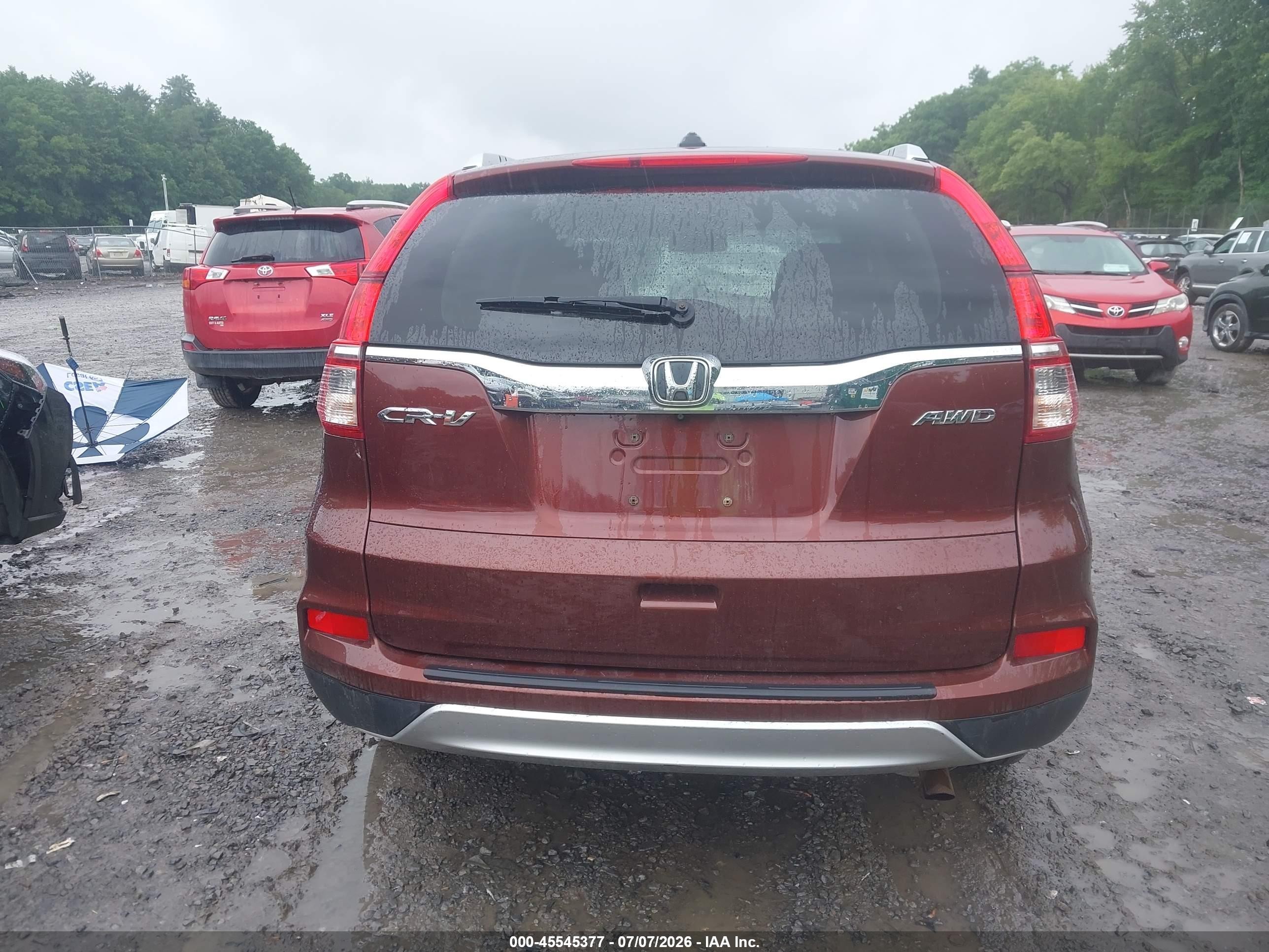 2015 Honda Cr-v Ex-l Maroon vin: 5J6RM4H71FL114854