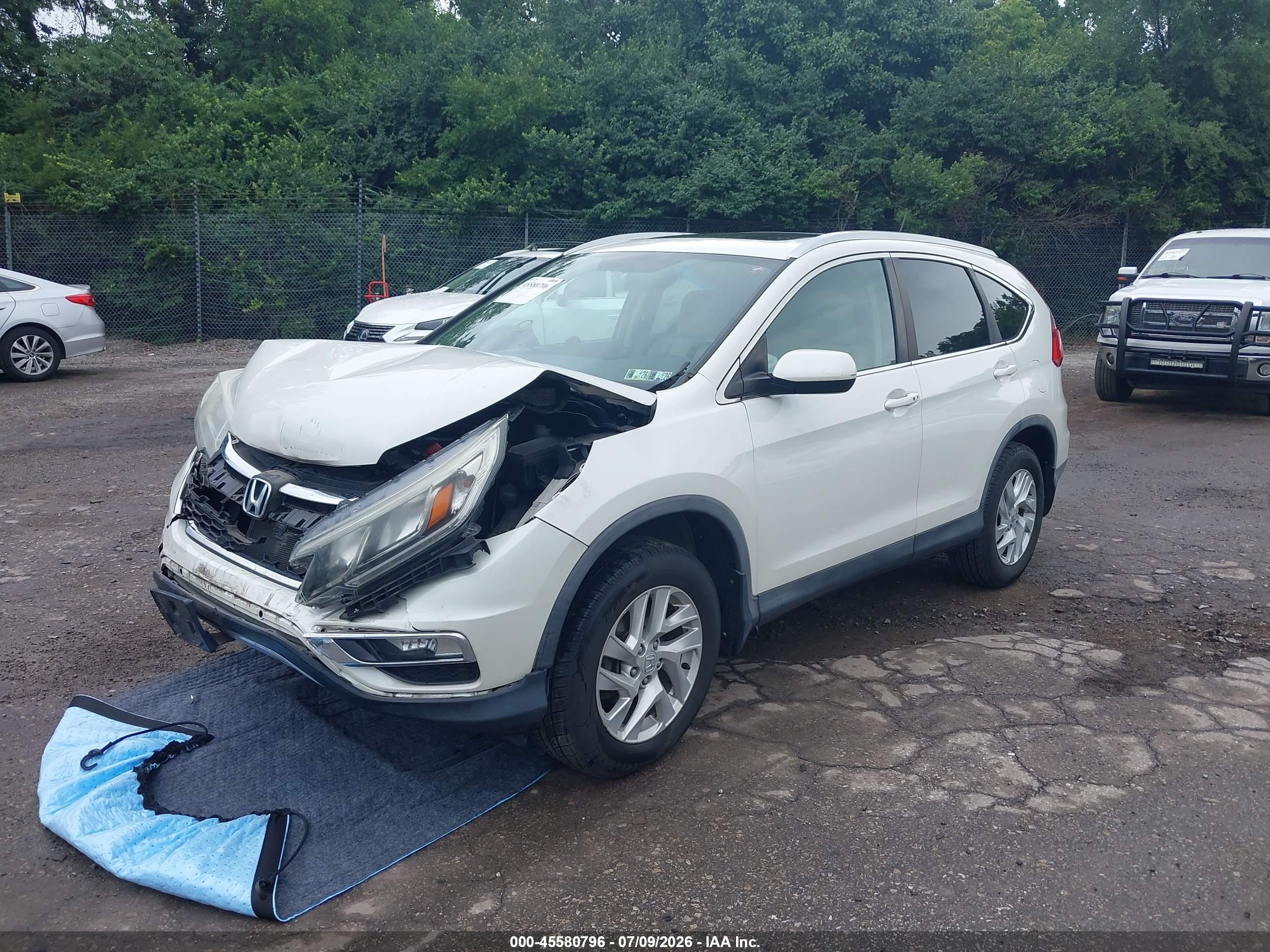 2015 Honda Cr-v Ex-l White vin: 5J6RM4H71FL126356
