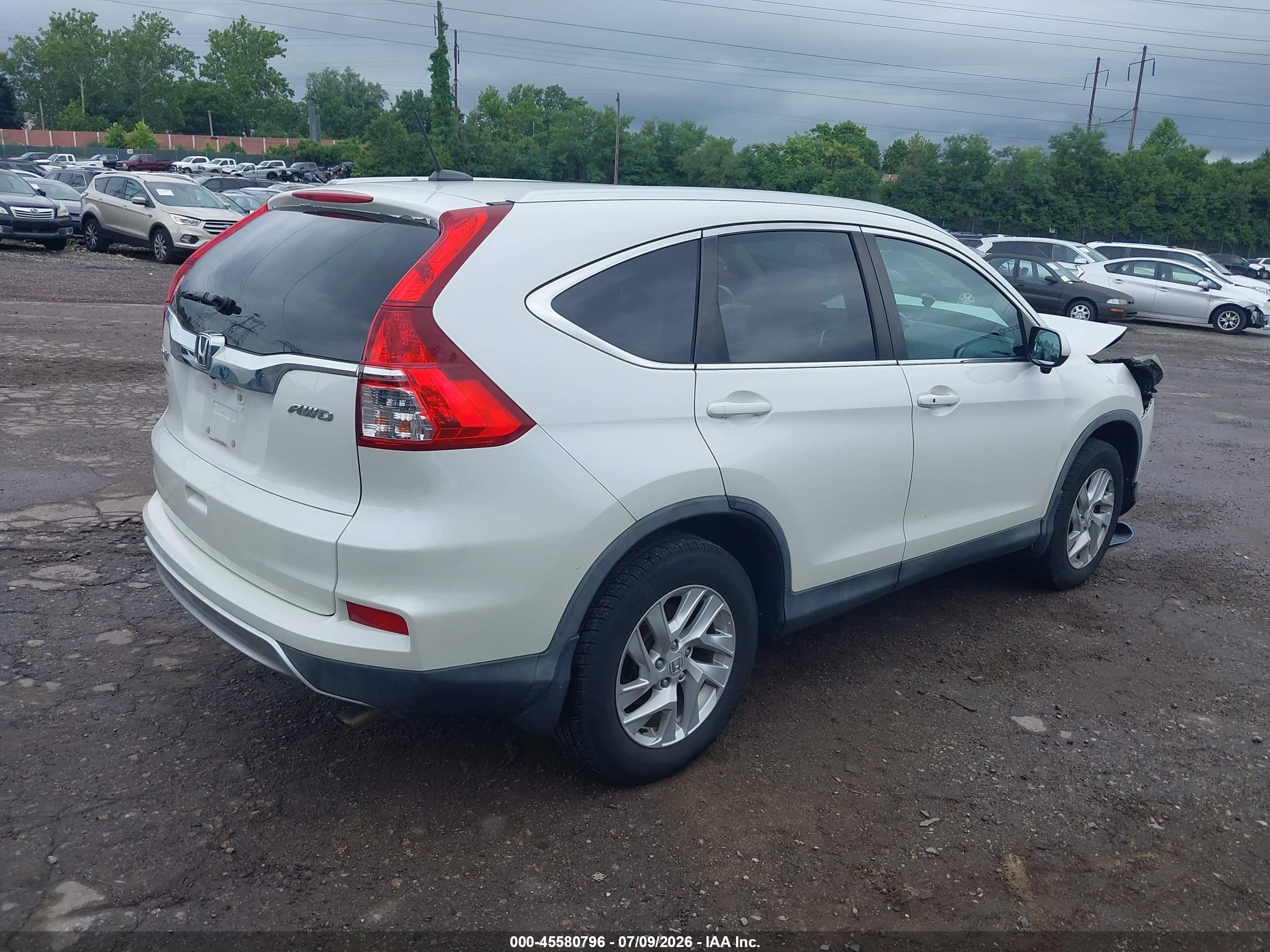 2015 Honda Cr-v Ex-l White vin: 5J6RM4H71FL126356