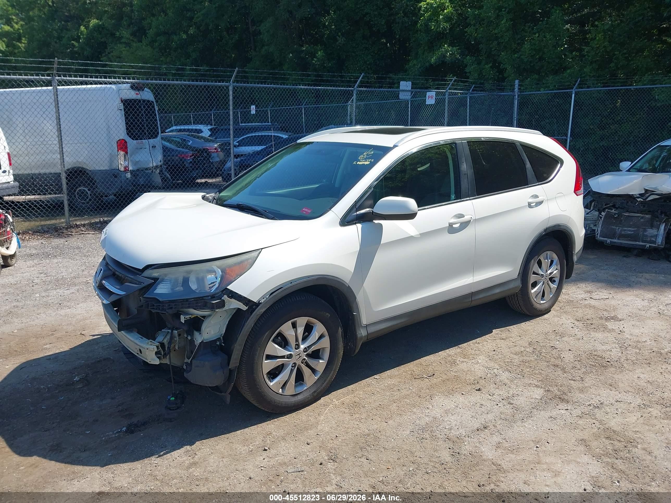 2012 Honda Cr-v Ex-l White vin: 5J6RM4H72CL006755