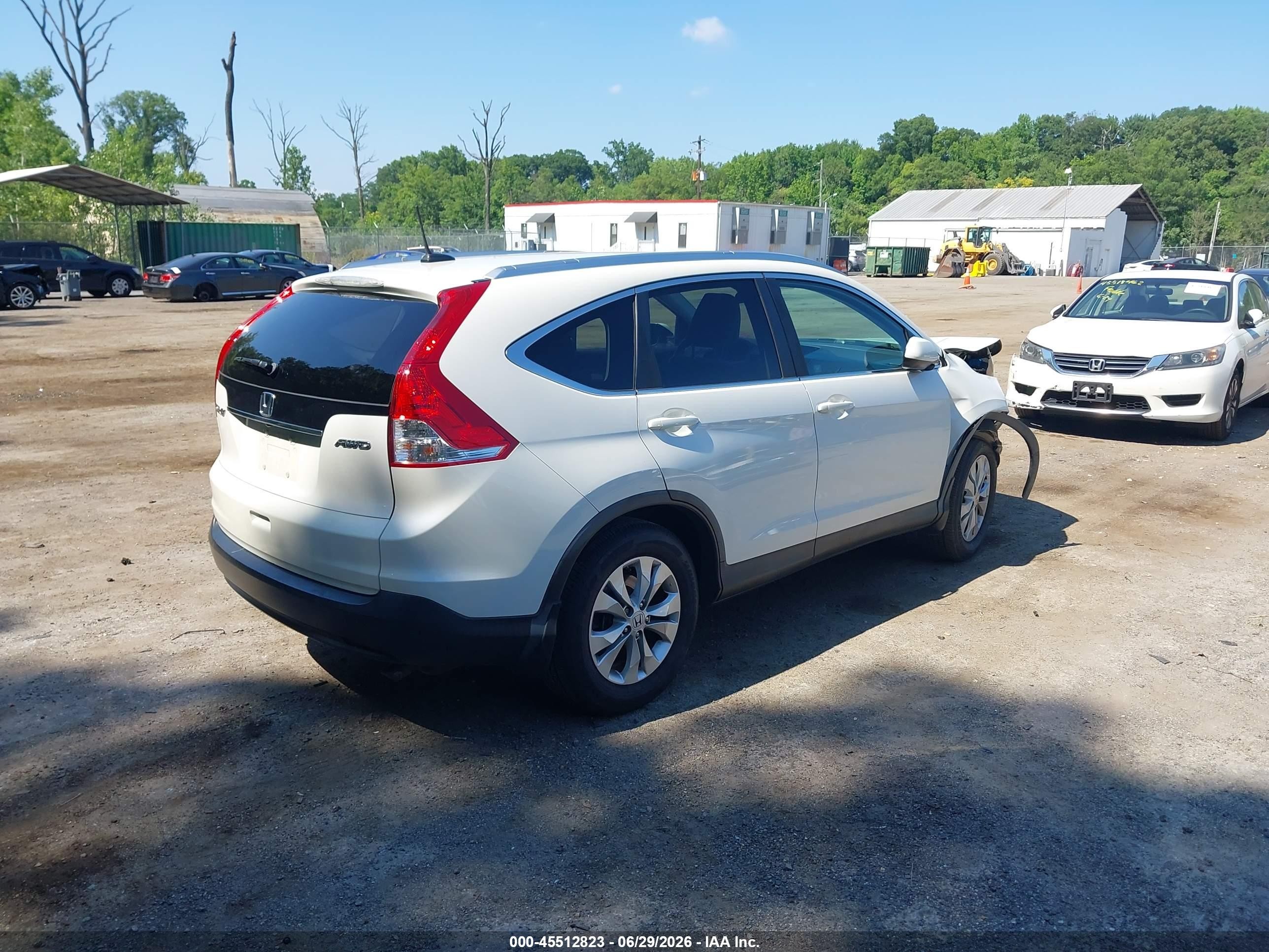 2012 Honda Cr-v Ex-l White vin: 5J6RM4H72CL006755