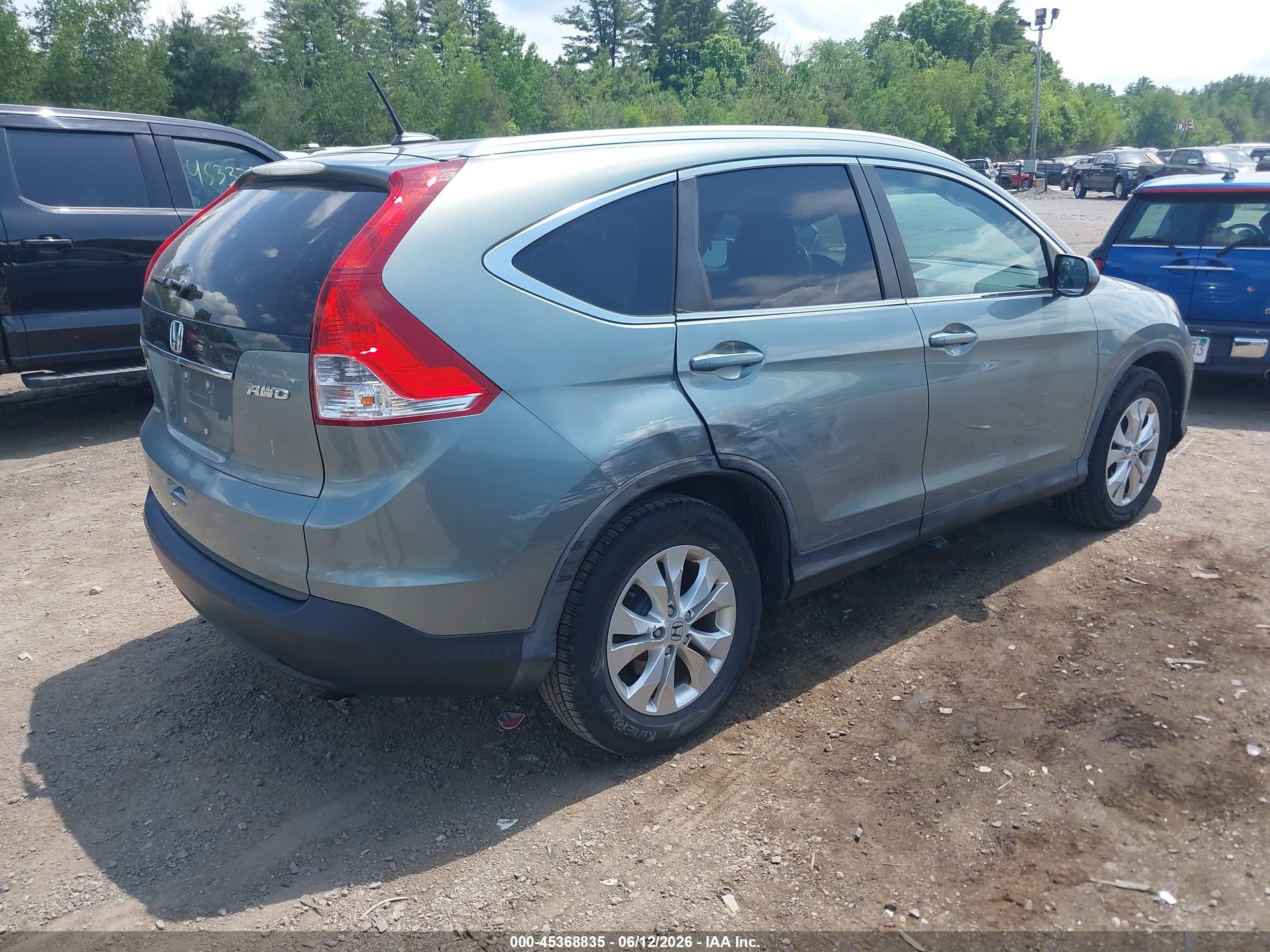 2012 Honda Cr-v Ex-l Turquoise vin: 5J6RM4H72CL019196