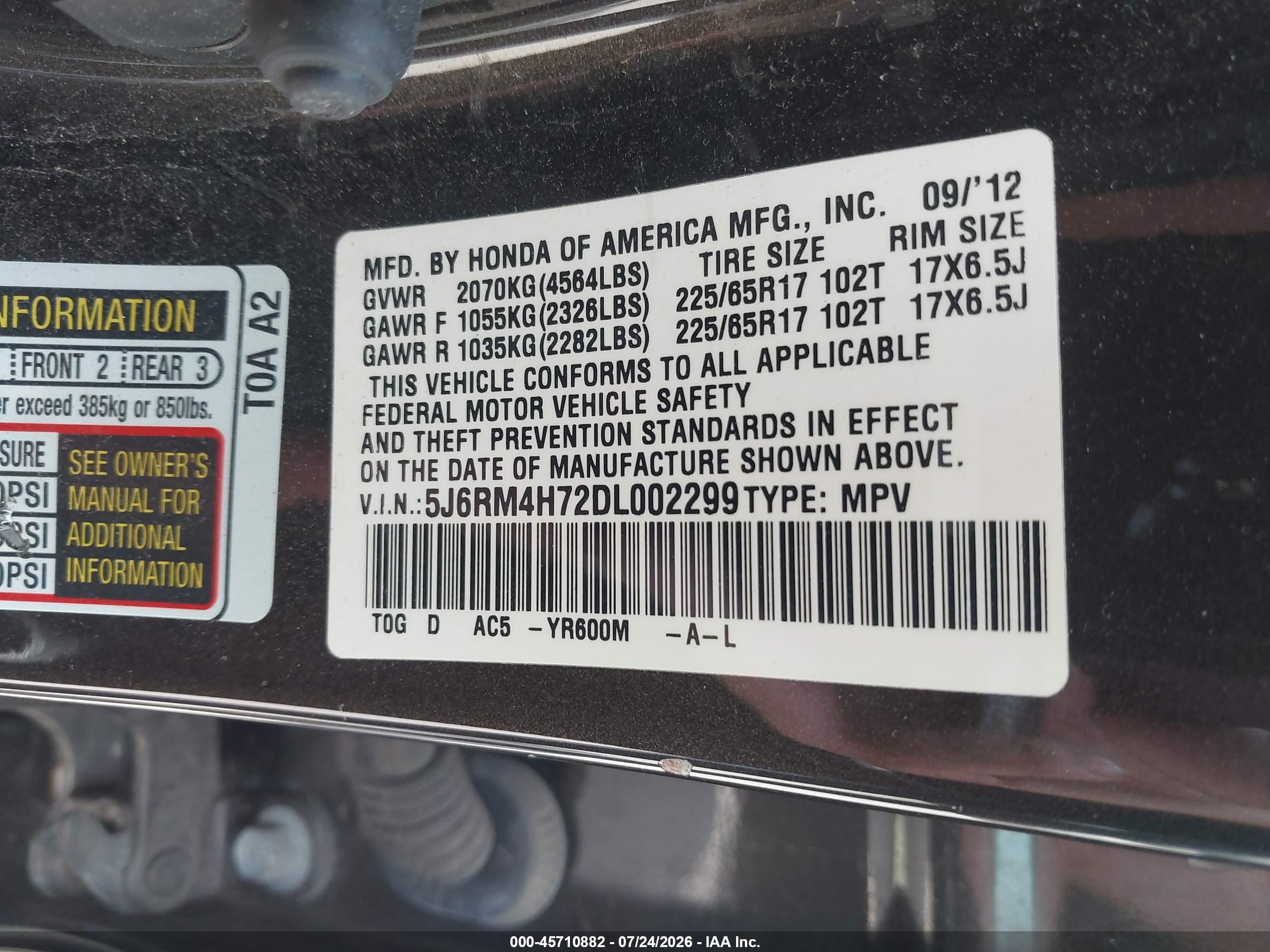 2013 Honda Cr-v Ex-l Серый vin: 5J6RM4H72DL002299