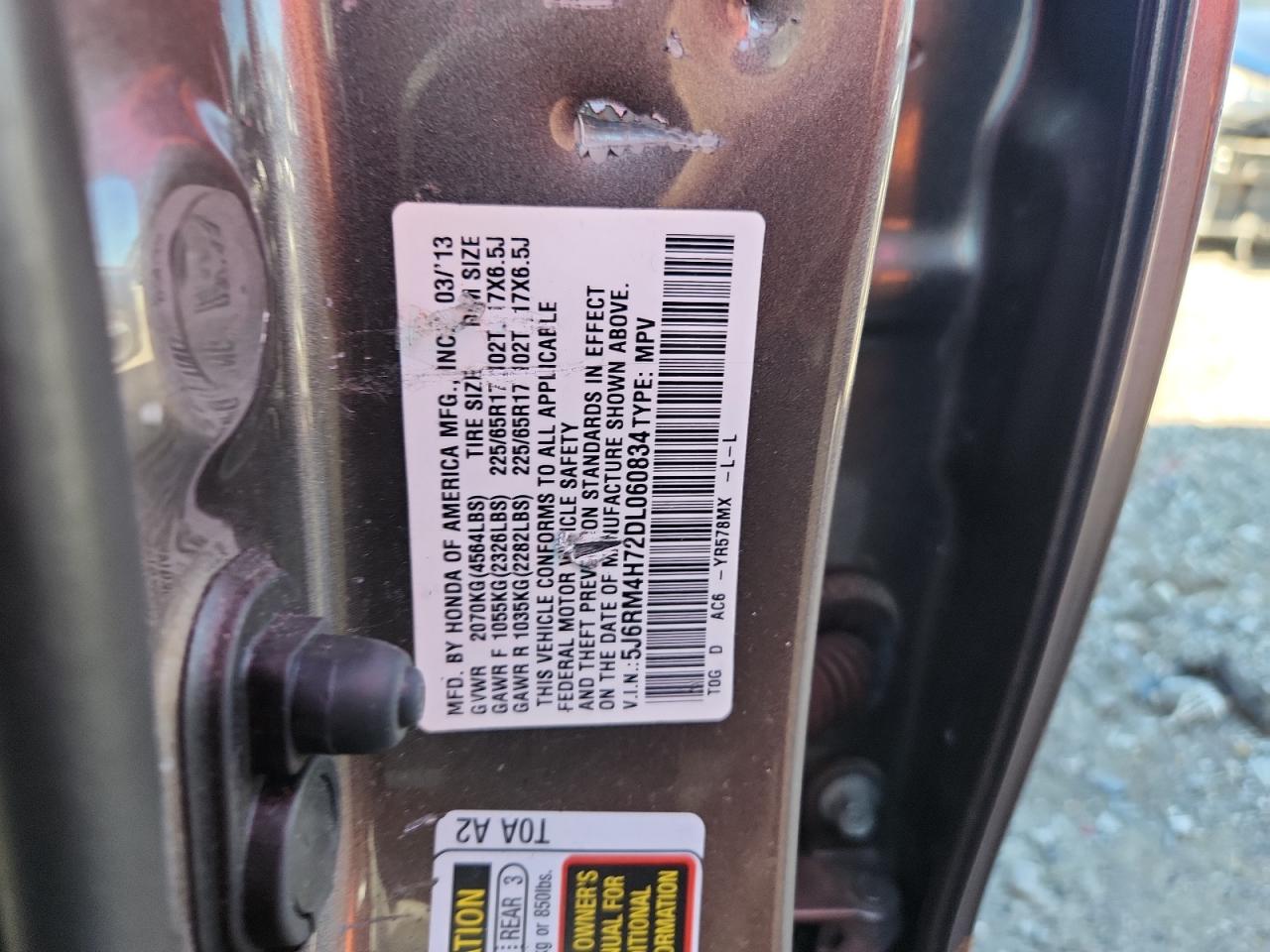 2013 Honda Cr-v Exl Gray vin: 5J6RM4H72DL060834