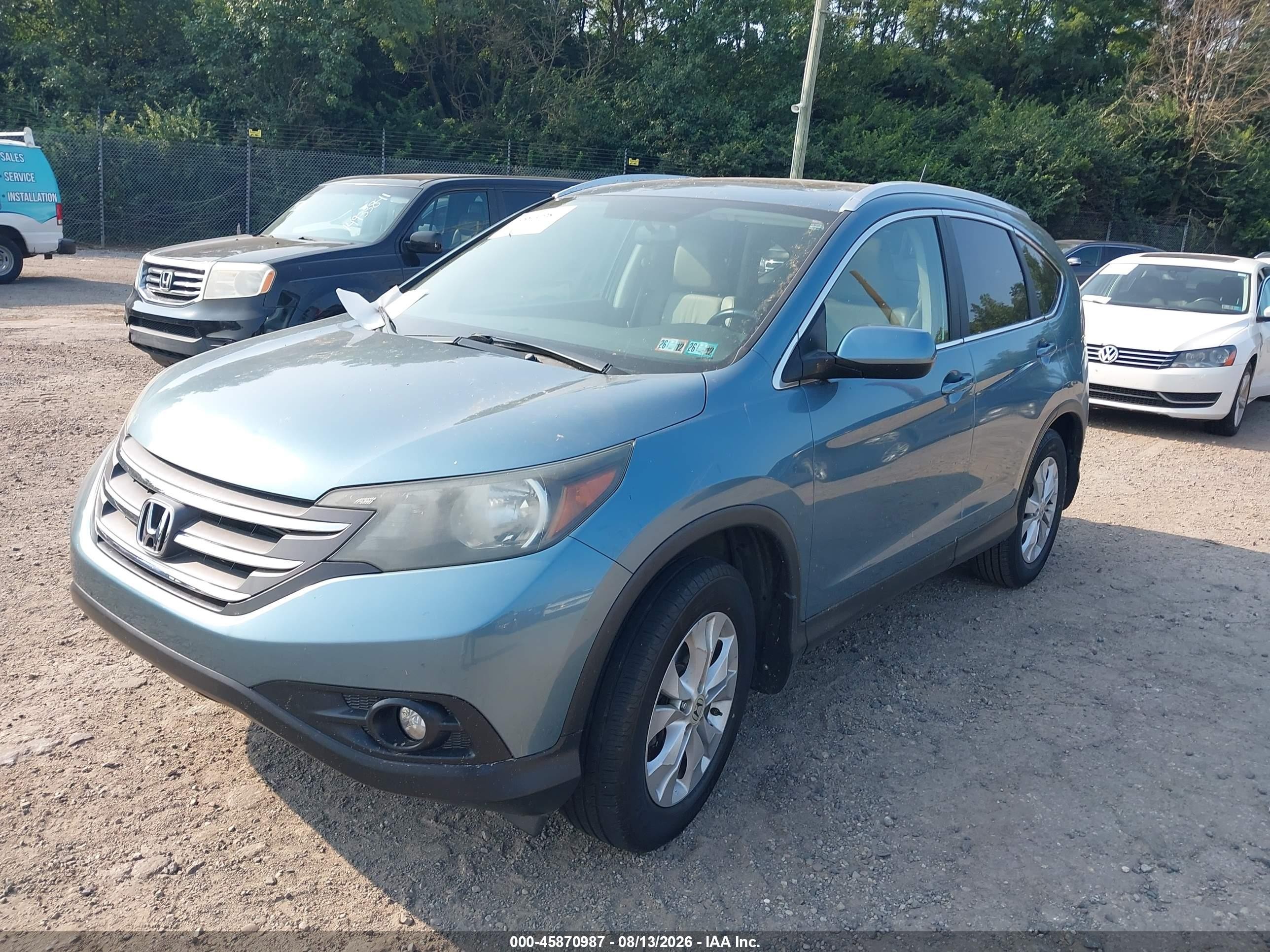 2013 Honda Cr-v Ex-l Blue vin: 5J6RM4H72DL076385