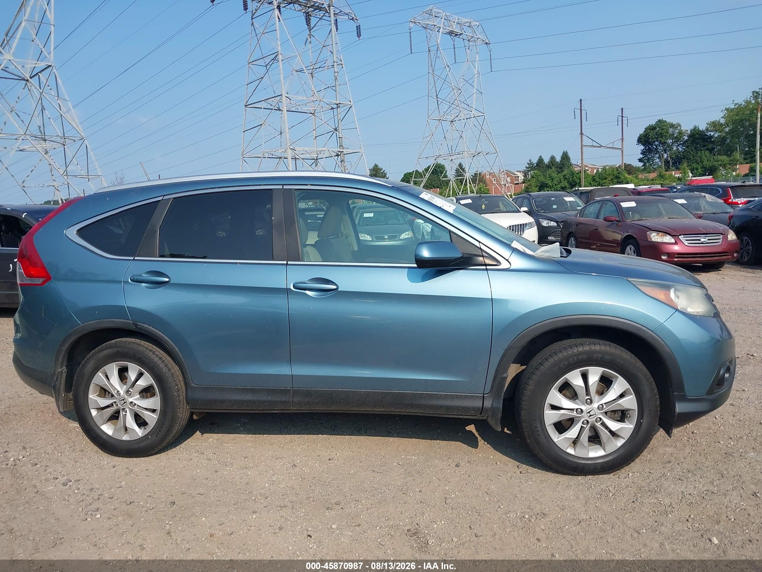 2013 Honda Cr-v Ex-l Blue vin: 5J6RM4H72DL076385