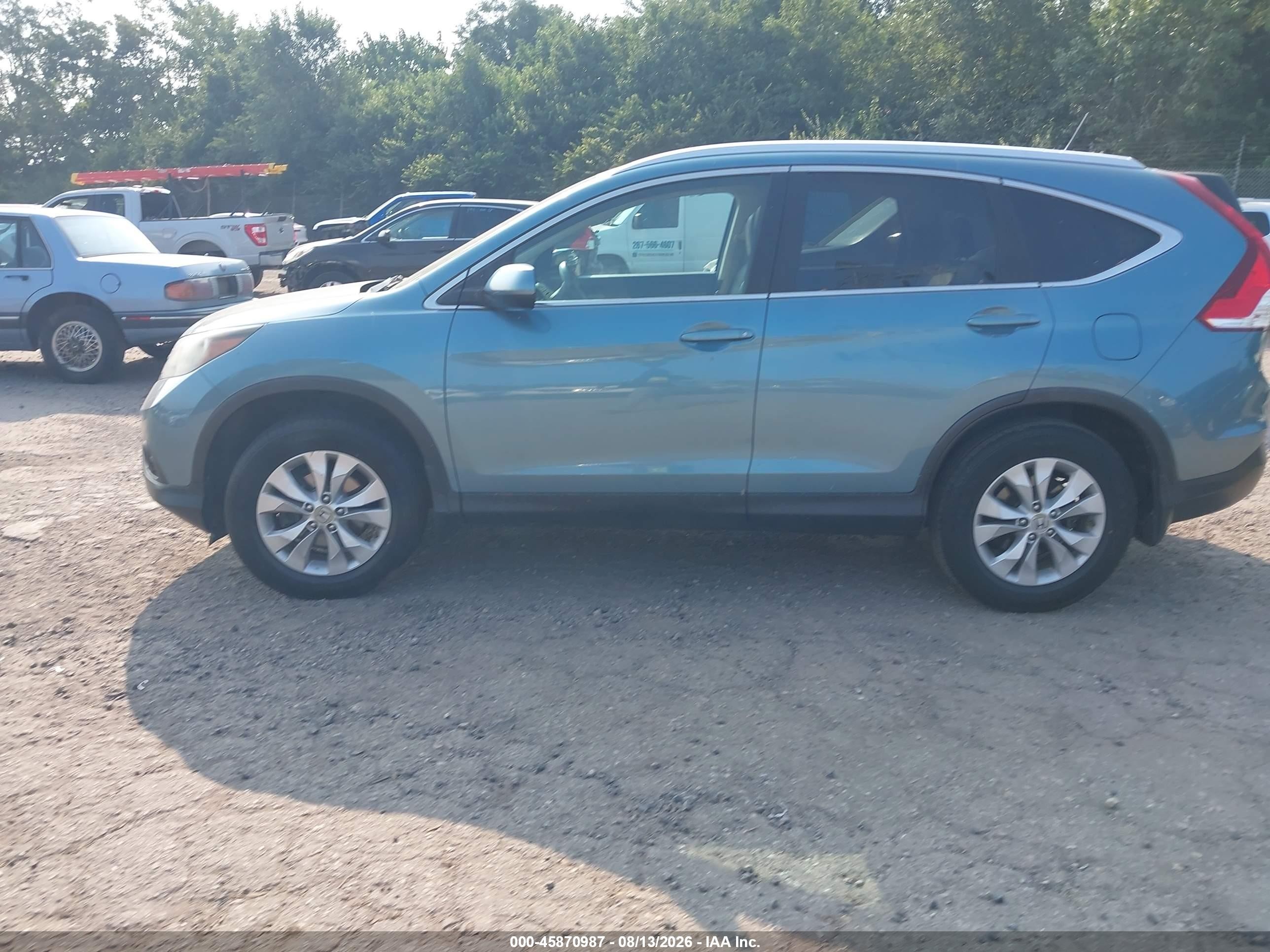 2013 Honda Cr-v Ex-l Blue vin: 5J6RM4H72DL076385