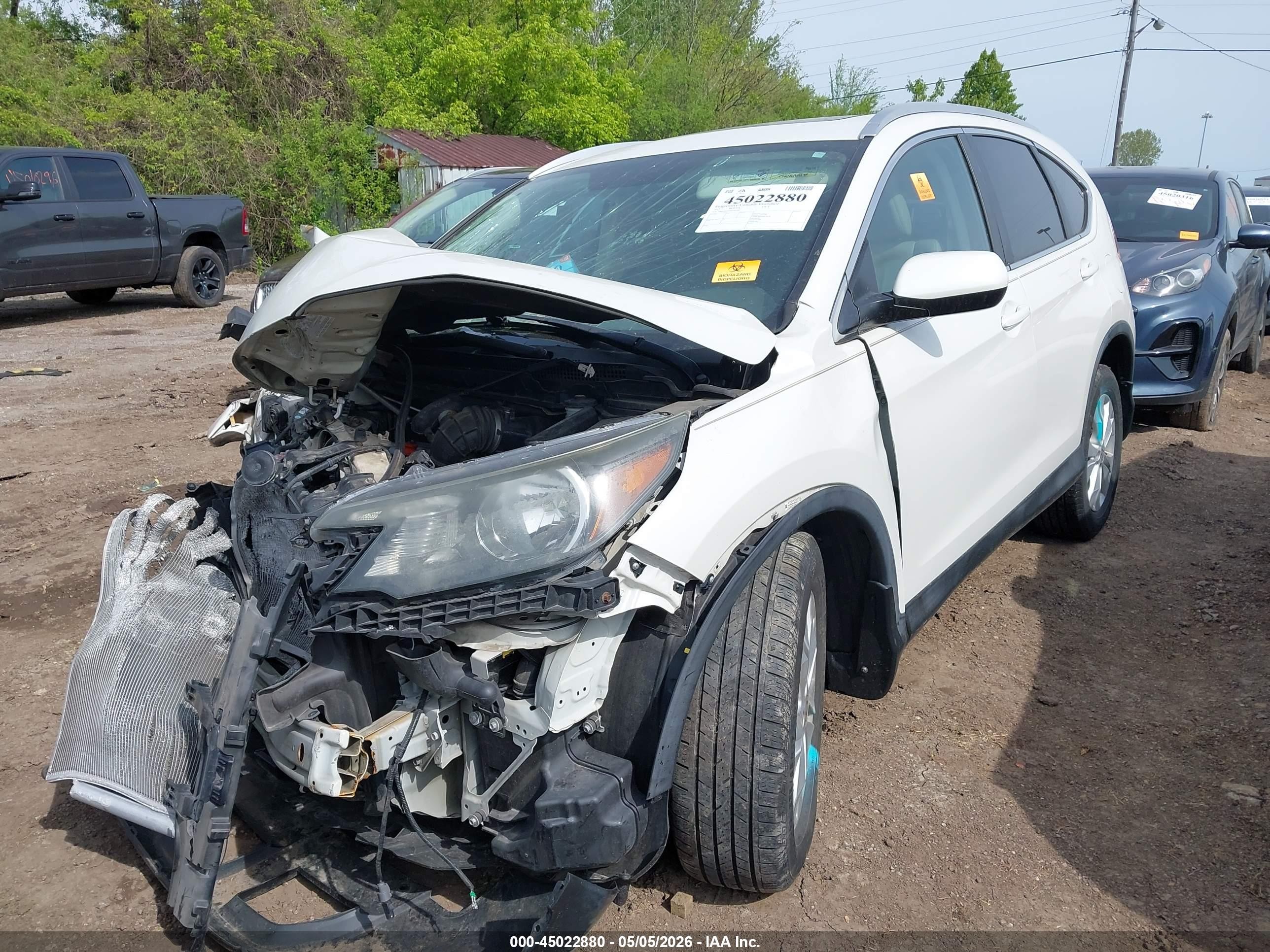 2013 Honda Cr-v Ex-l White vin: 5J6RM4H72DL081389