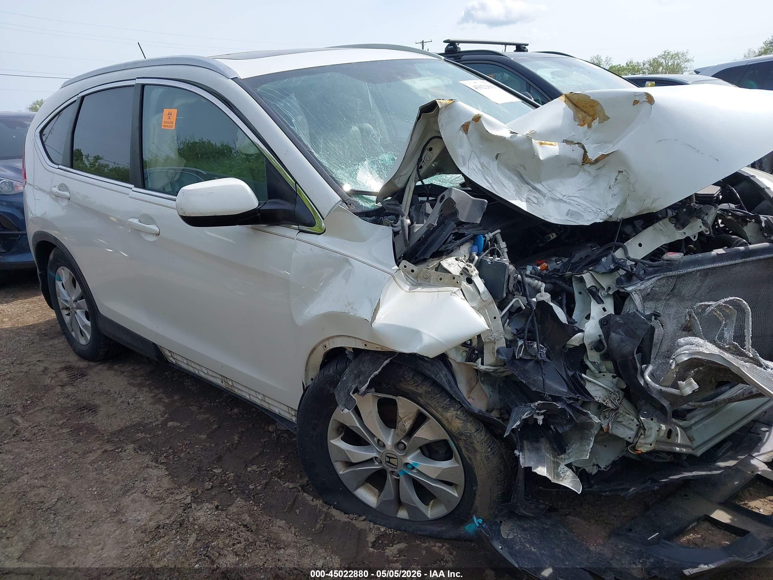 2013 Honda Cr-v Ex-l White vin: 5J6RM4H72DL081389
