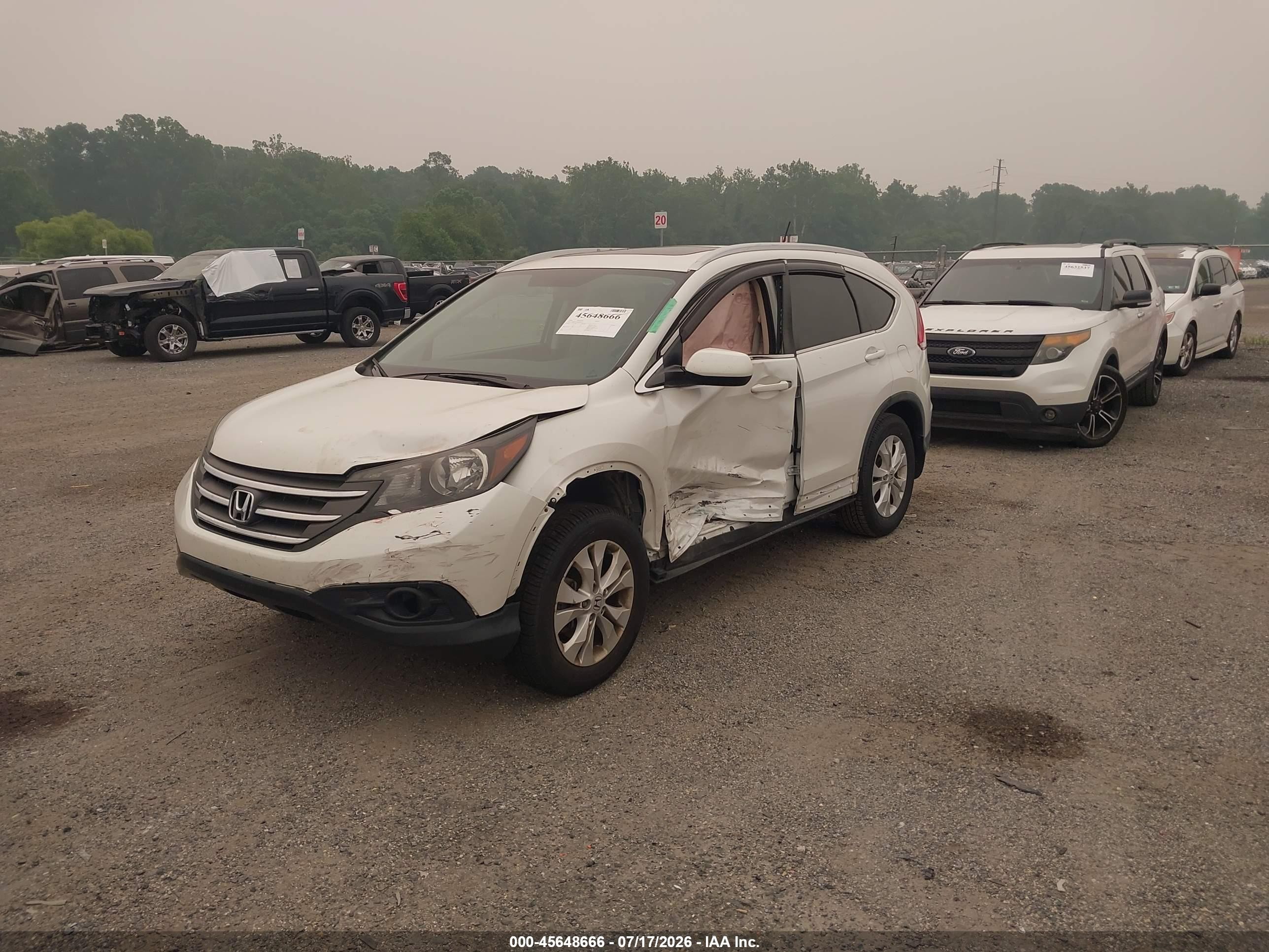 2014 Honda Cr-v Ex-l White vin: 5J6RM4H72EL008976