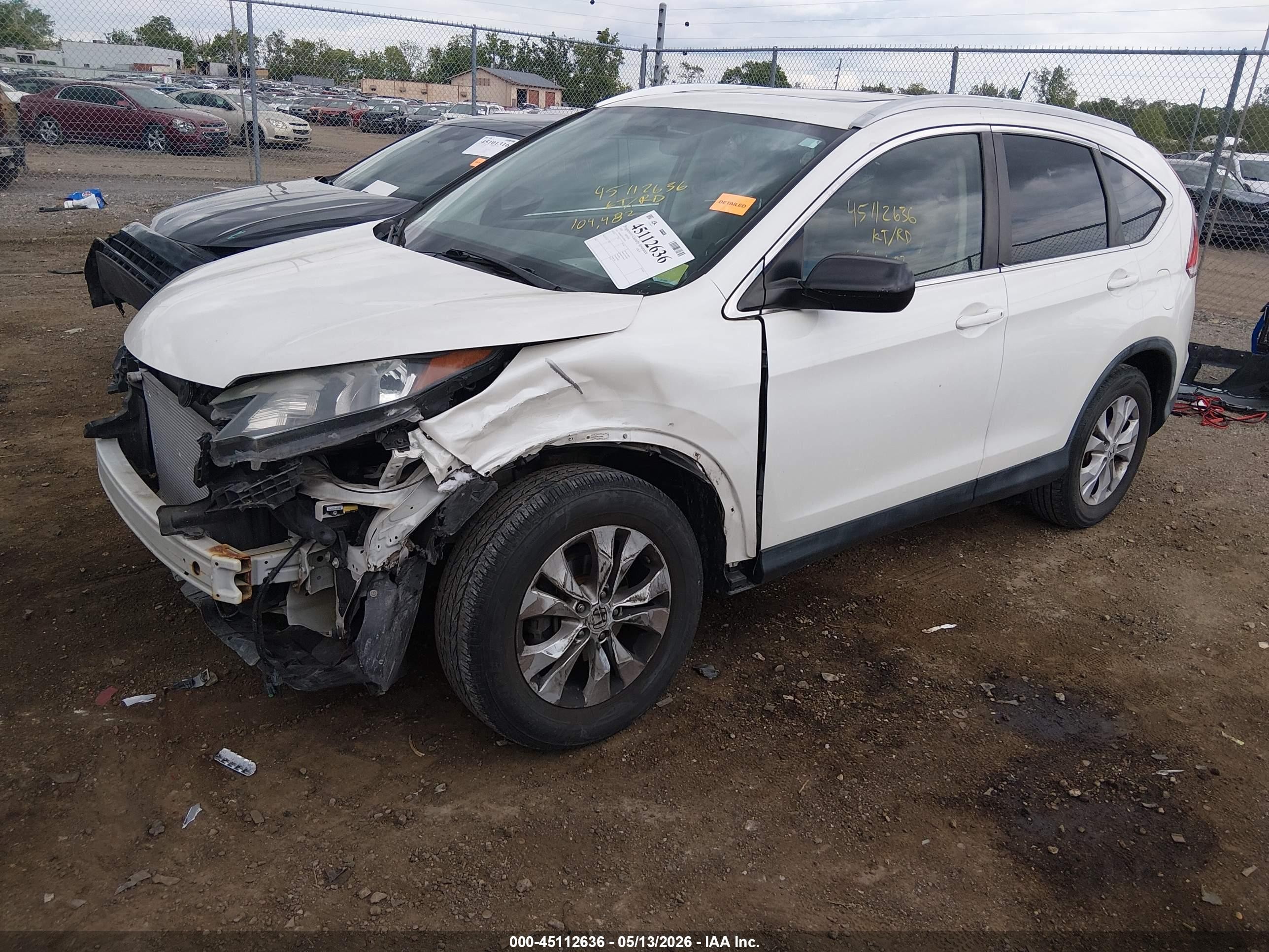 2014 Honda Cr-v Ex-l Белый vin: 5J6RM4H72EL049916