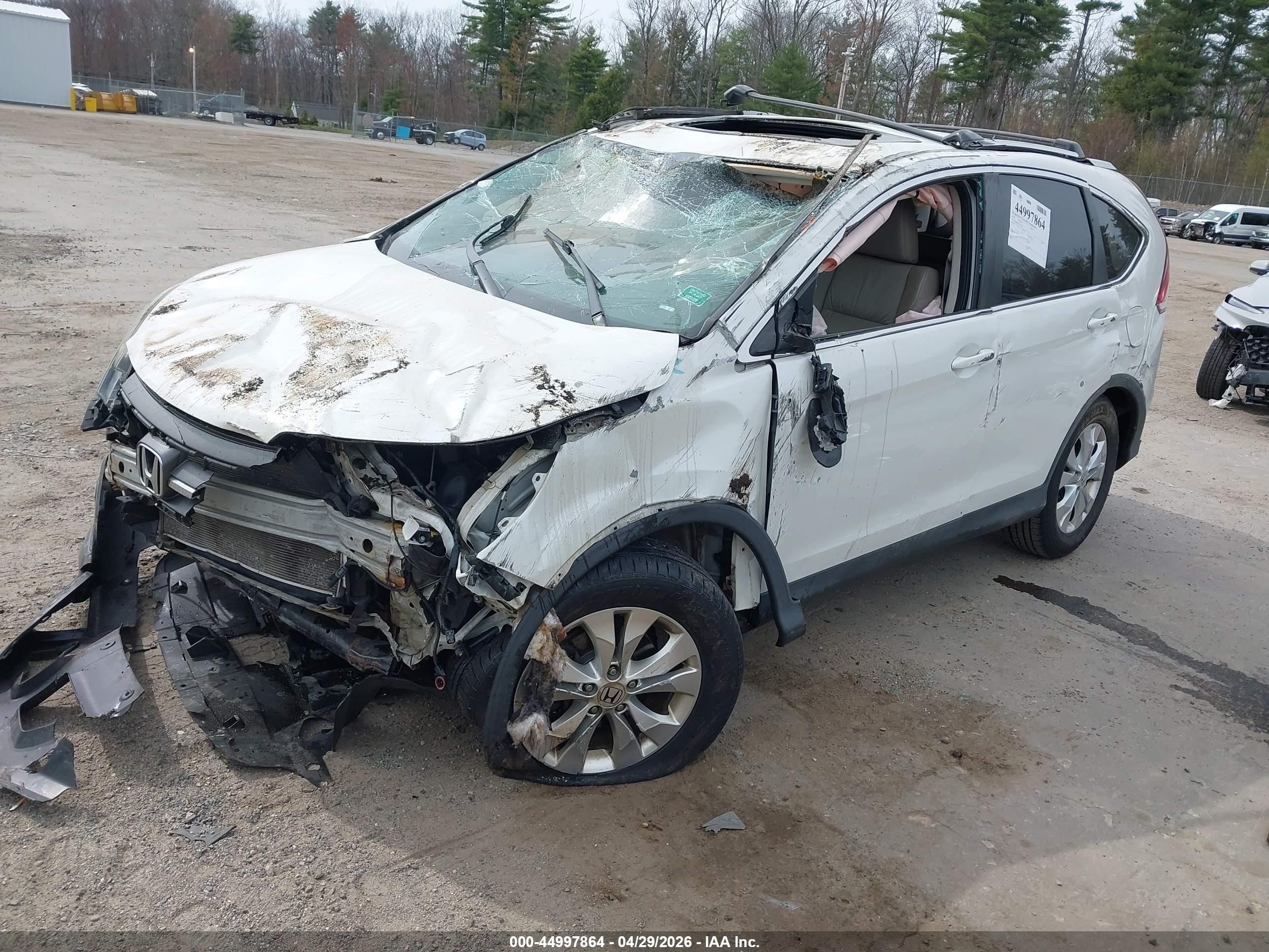 2014 Honda Cr-v Ex-l White vin: 5J6RM4H72EL113016