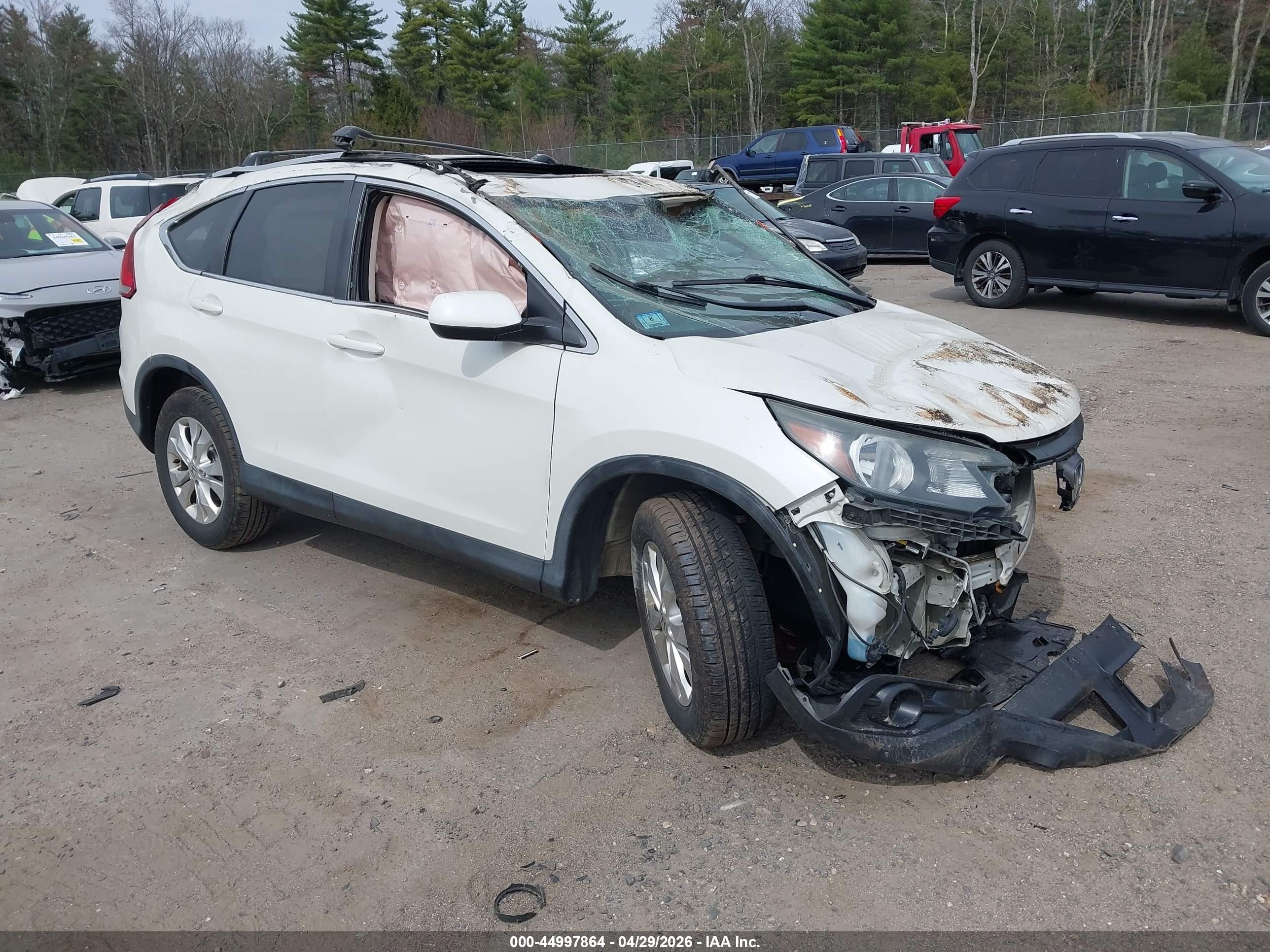 2014 Honda Cr-v Ex-l White vin: 5J6RM4H72EL113016