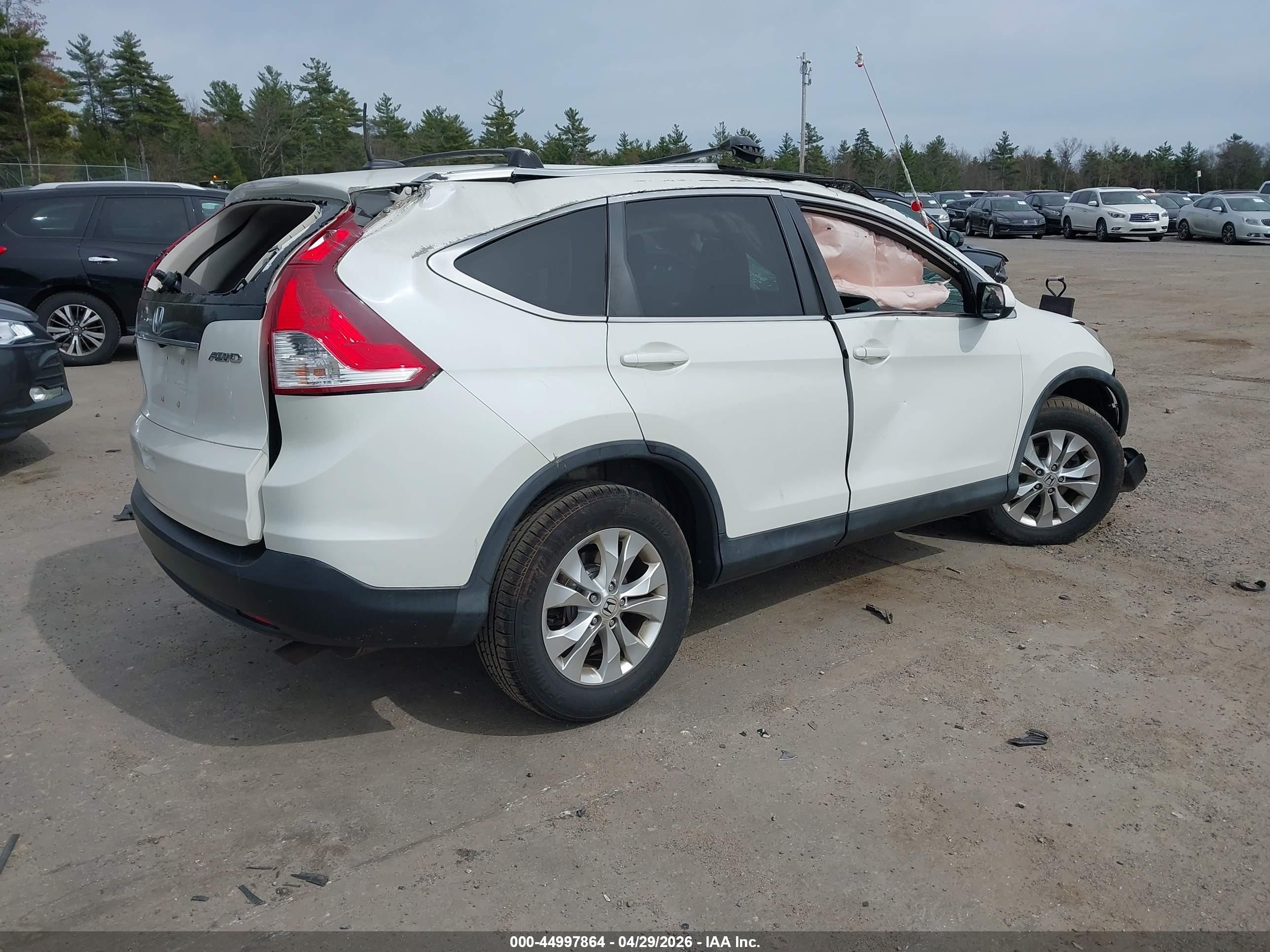 2014 Honda Cr-v Ex-l White vin: 5J6RM4H72EL113016