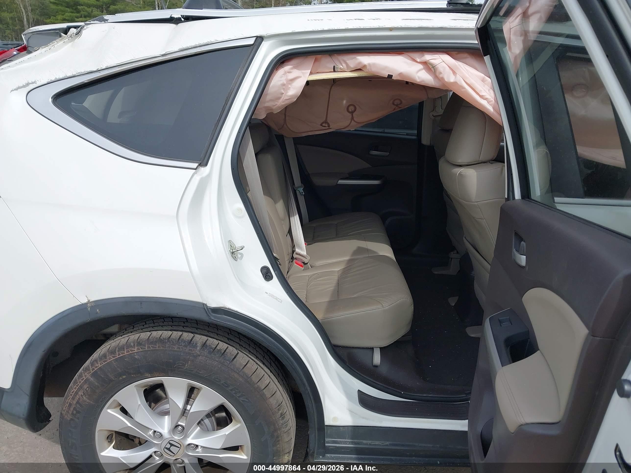 2014 Honda Cr-v Ex-l White vin: 5J6RM4H72EL113016