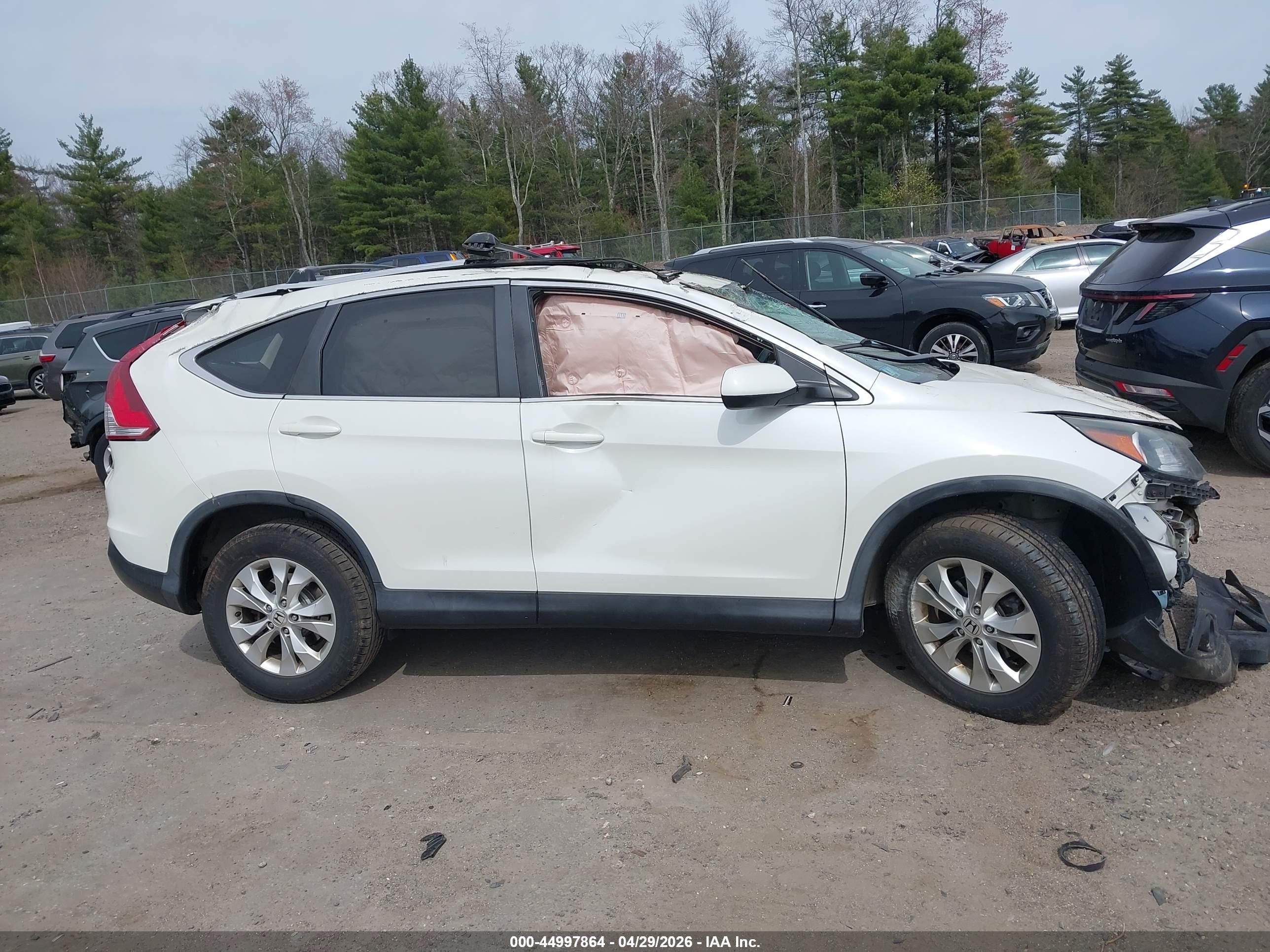 2014 Honda Cr-v Ex-l White vin: 5J6RM4H72EL113016